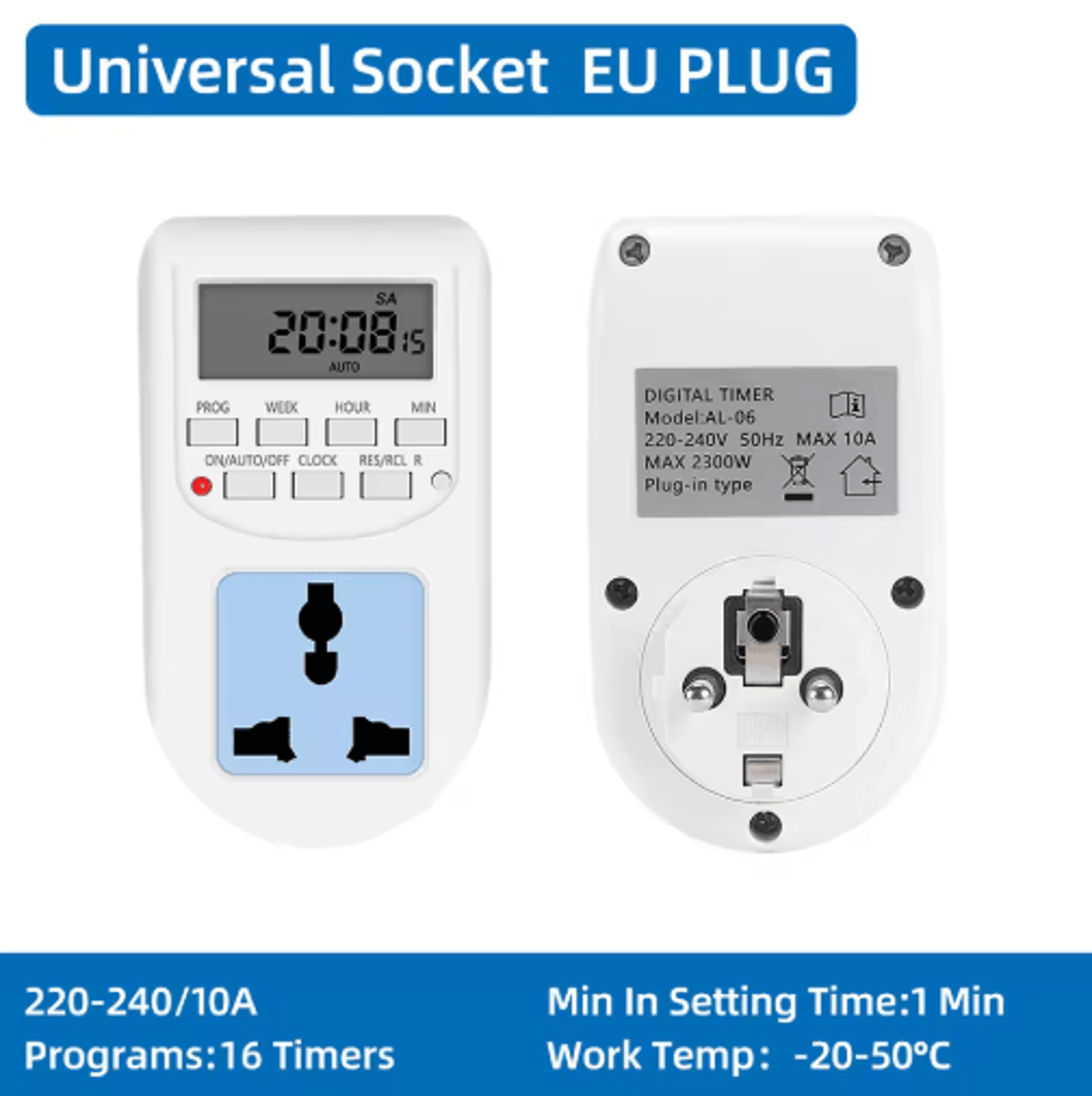 Digital Timer Switch  1224 Hour Weekly Programmable Outlet 2