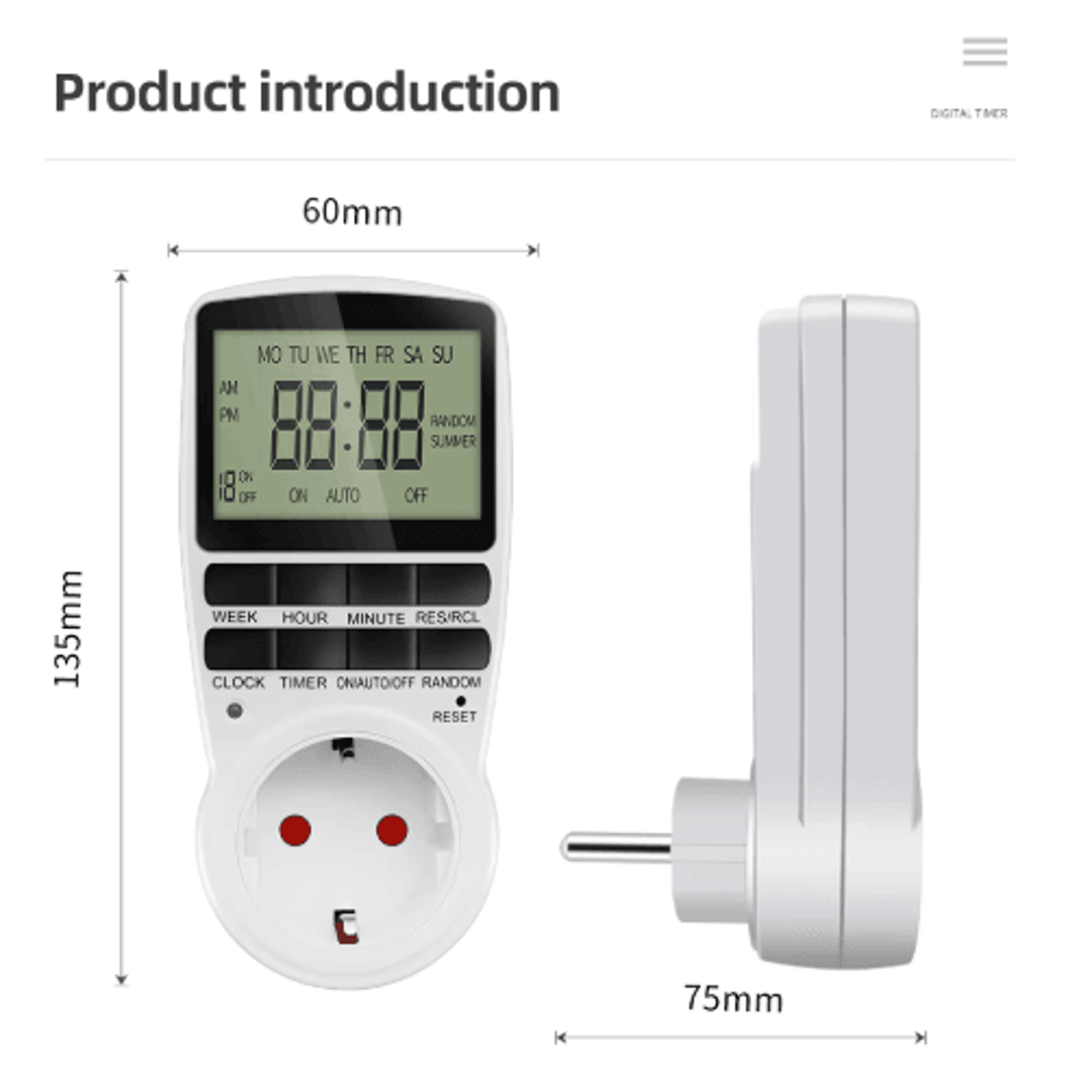 230V Digital Timer Switch  7Day Programmable Electronic Socket 3