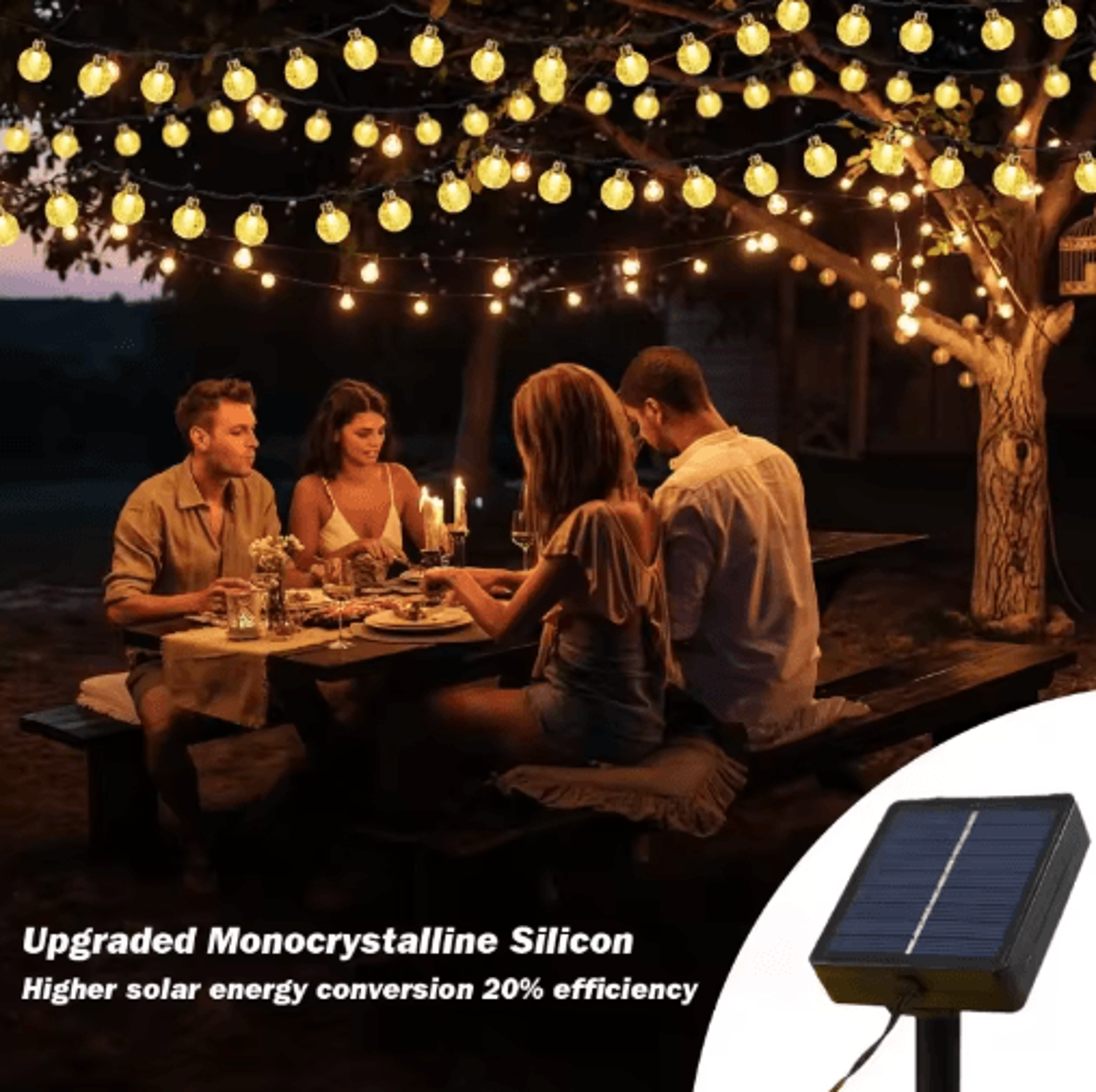 Solar Crystal Bubble Ball String Lights  Waterproof Outdoor Garden Decor 5