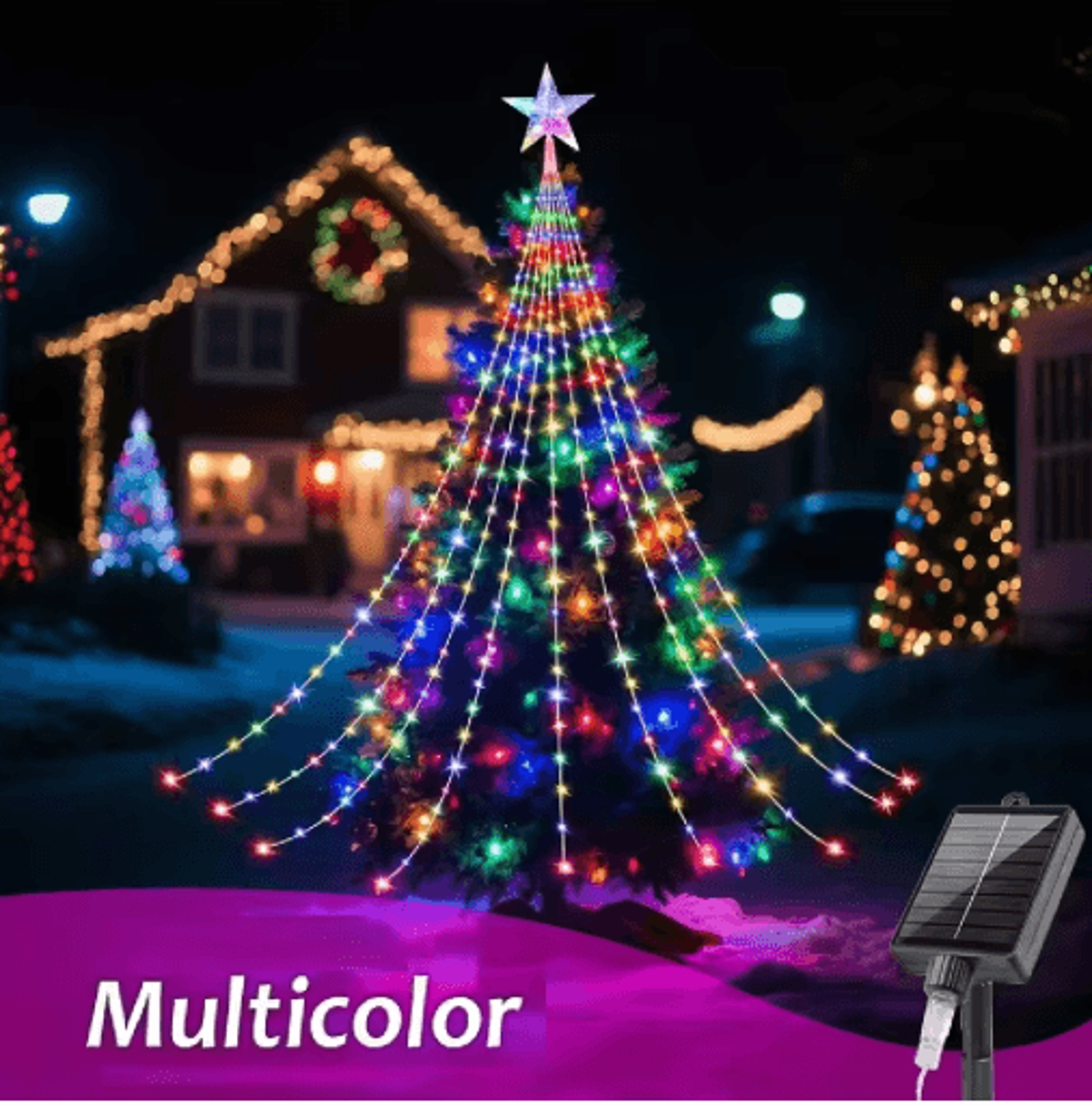 FivePointed Star Waterfall Lights  USBSolar Christmas String Lights 2