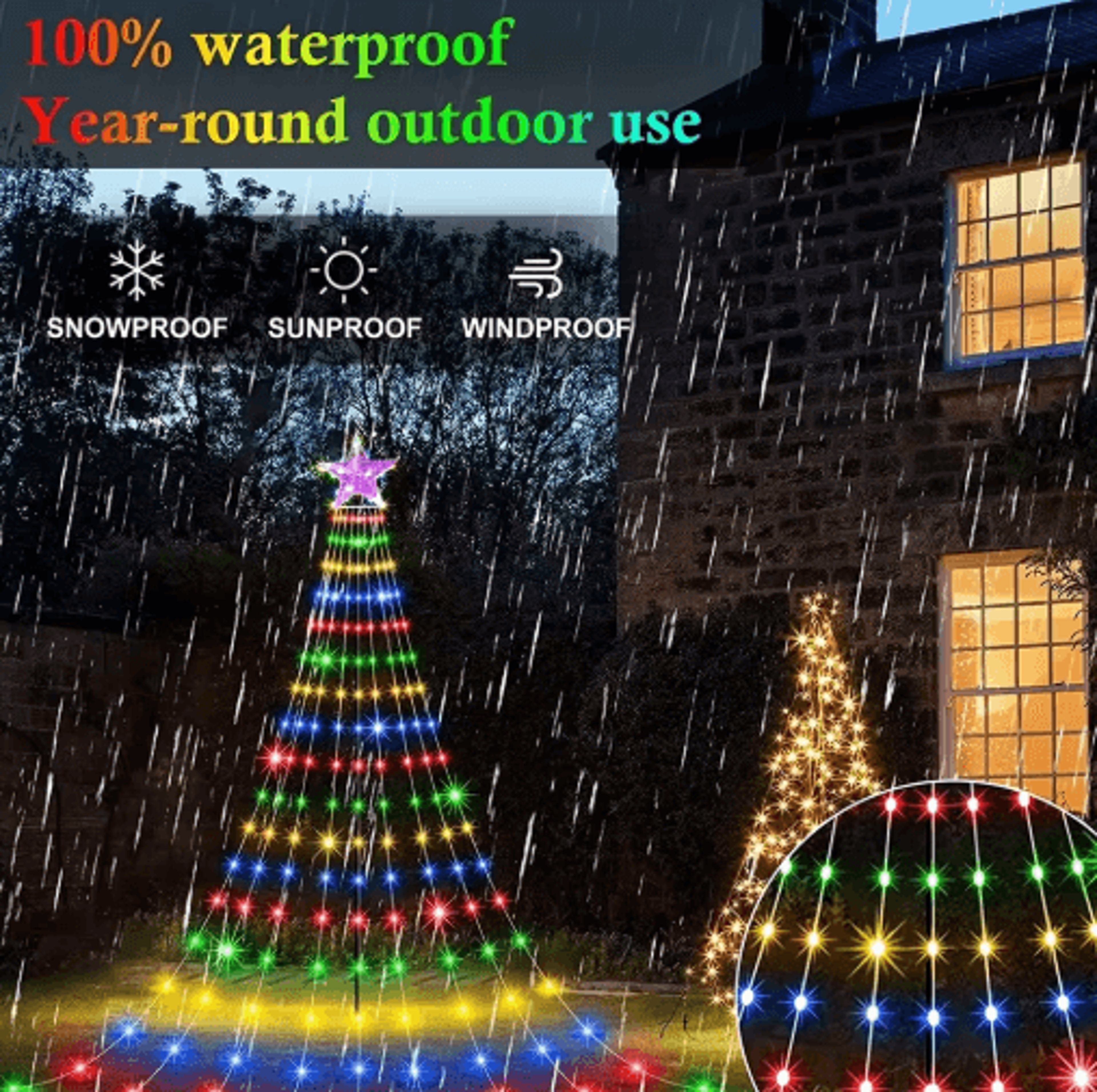 FivePointed Star Waterfall Lights  USBSolar Christmas String Lights 7
