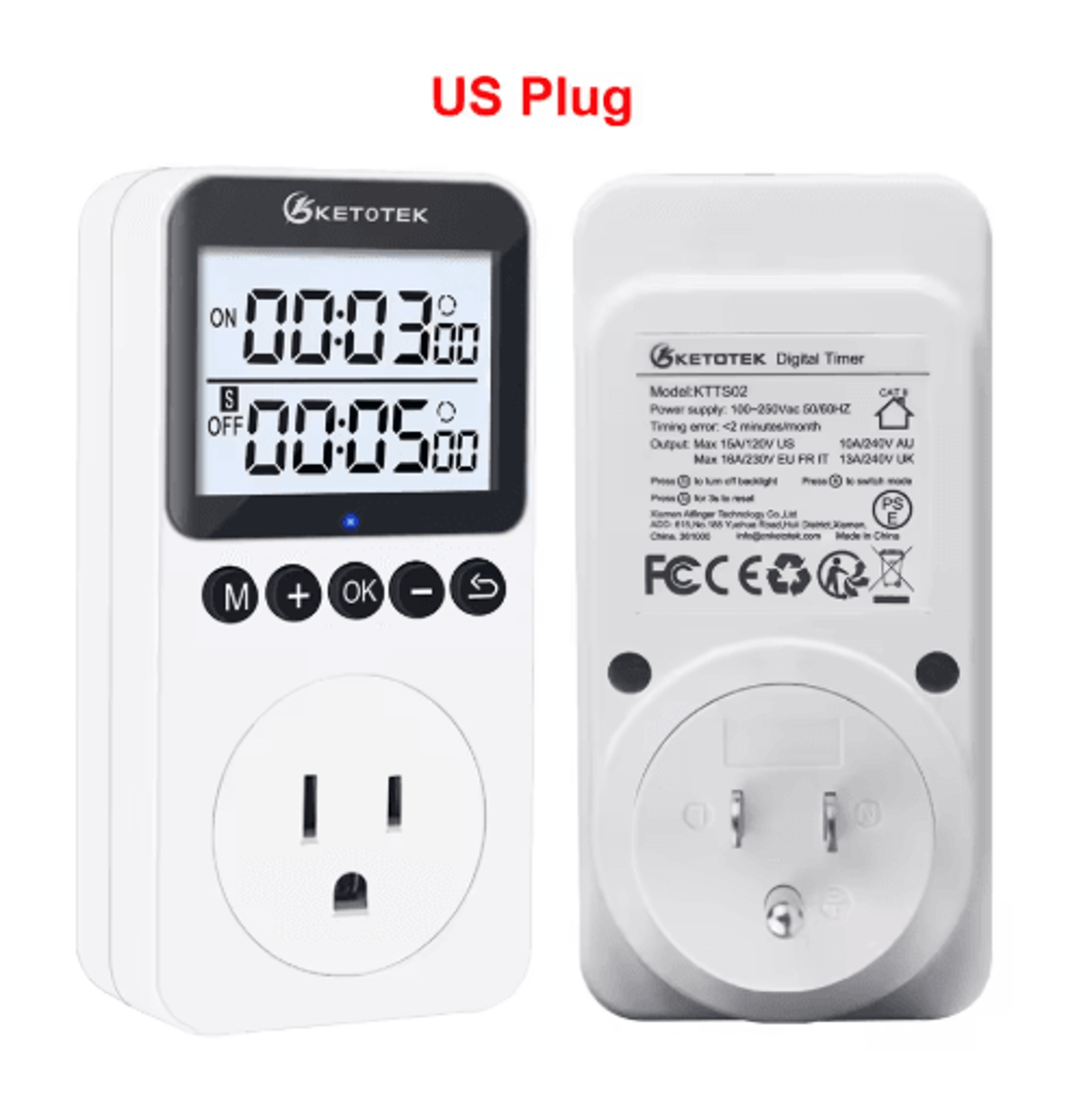 Digital Timer Socket  Intelligent Countdown Outlet With EUUKUS Plug Options 3