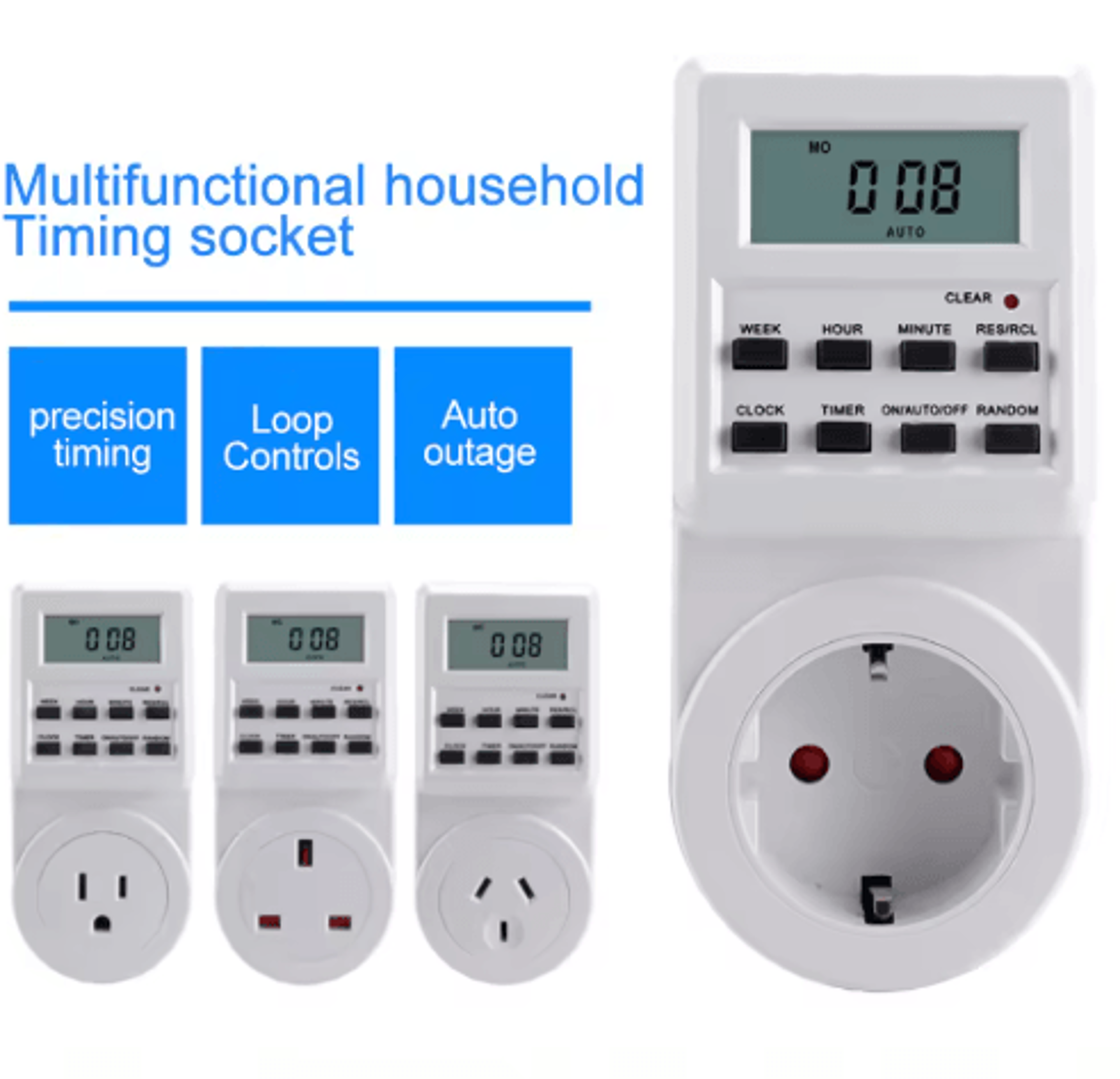 Digital Timer Outlet  1224 Hour Programmable Electronic Timing Switch 0