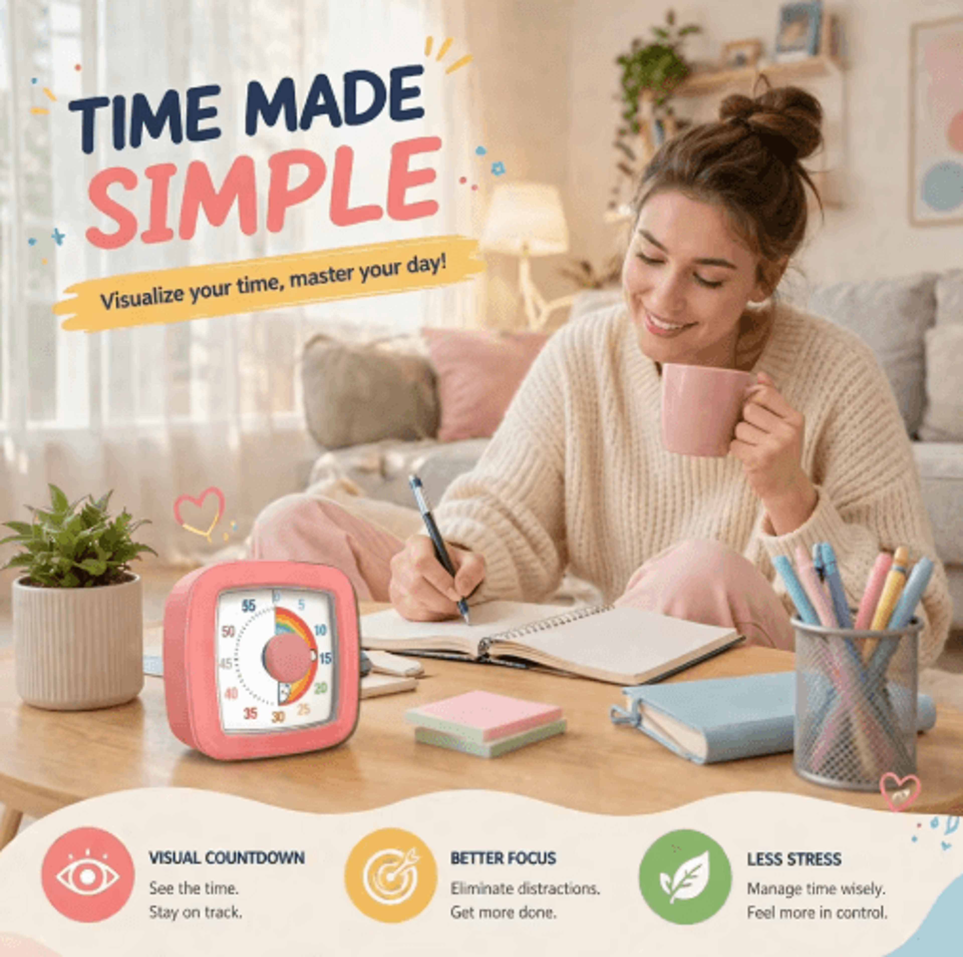 Kids Visual Timer With Night Light  Digital Pomodoro  Stopwatch Timer 9