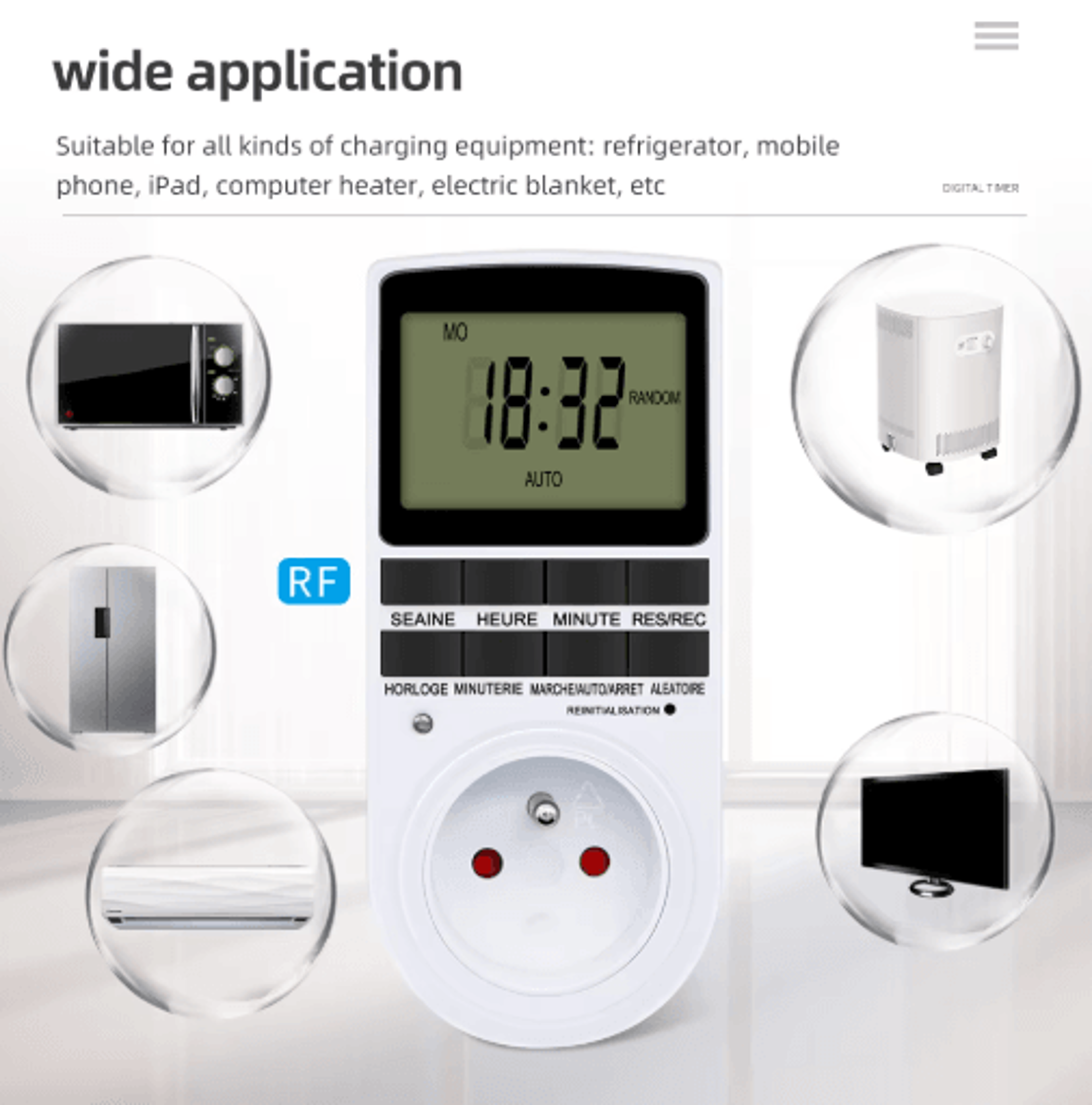 24Hour Digital Timer Outlet  220V Programmable Cyclic Timing Socket 9