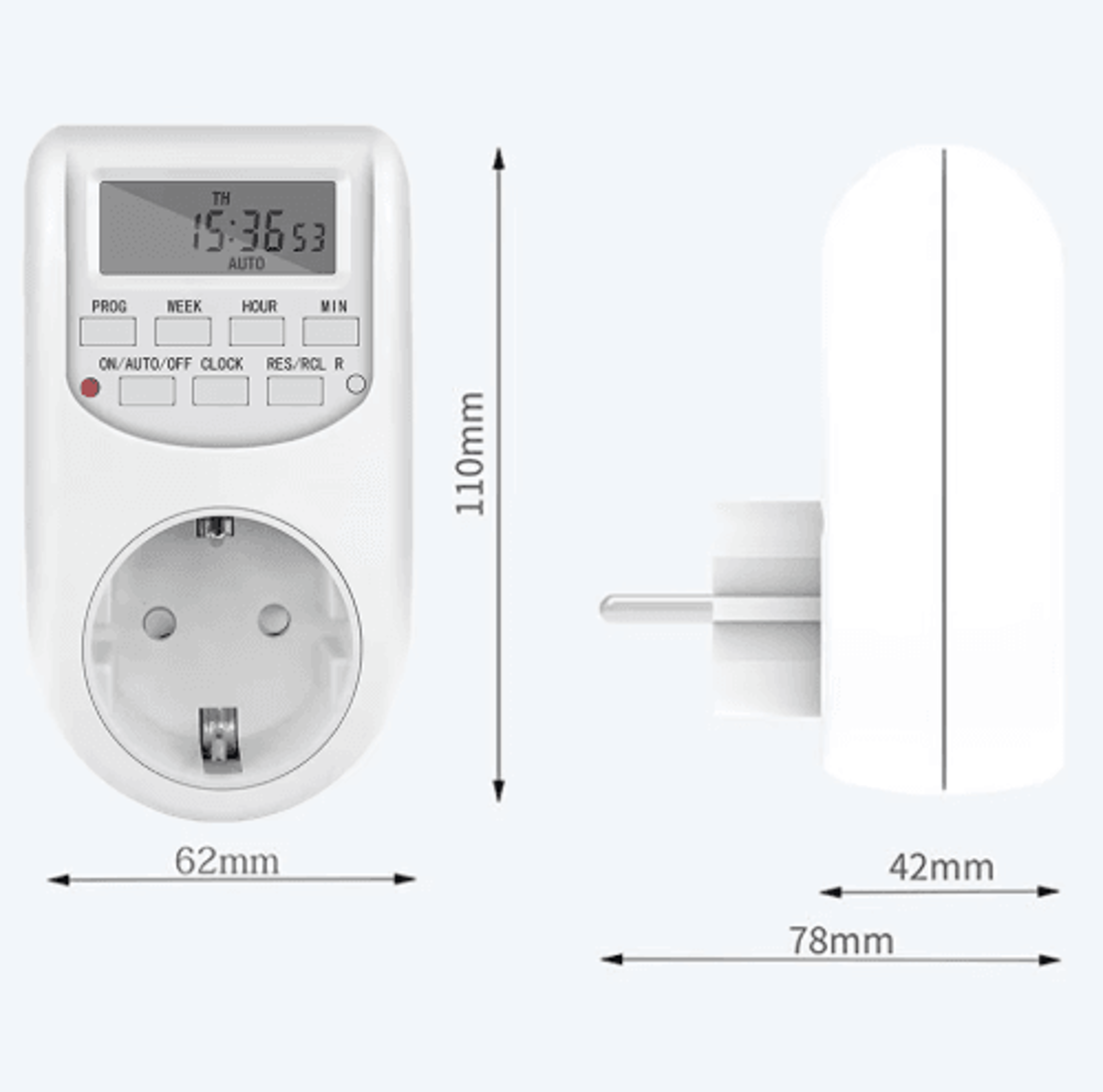EU Plug Digital Timer Socket  Adjustable Weekly Programmable Outlet 3