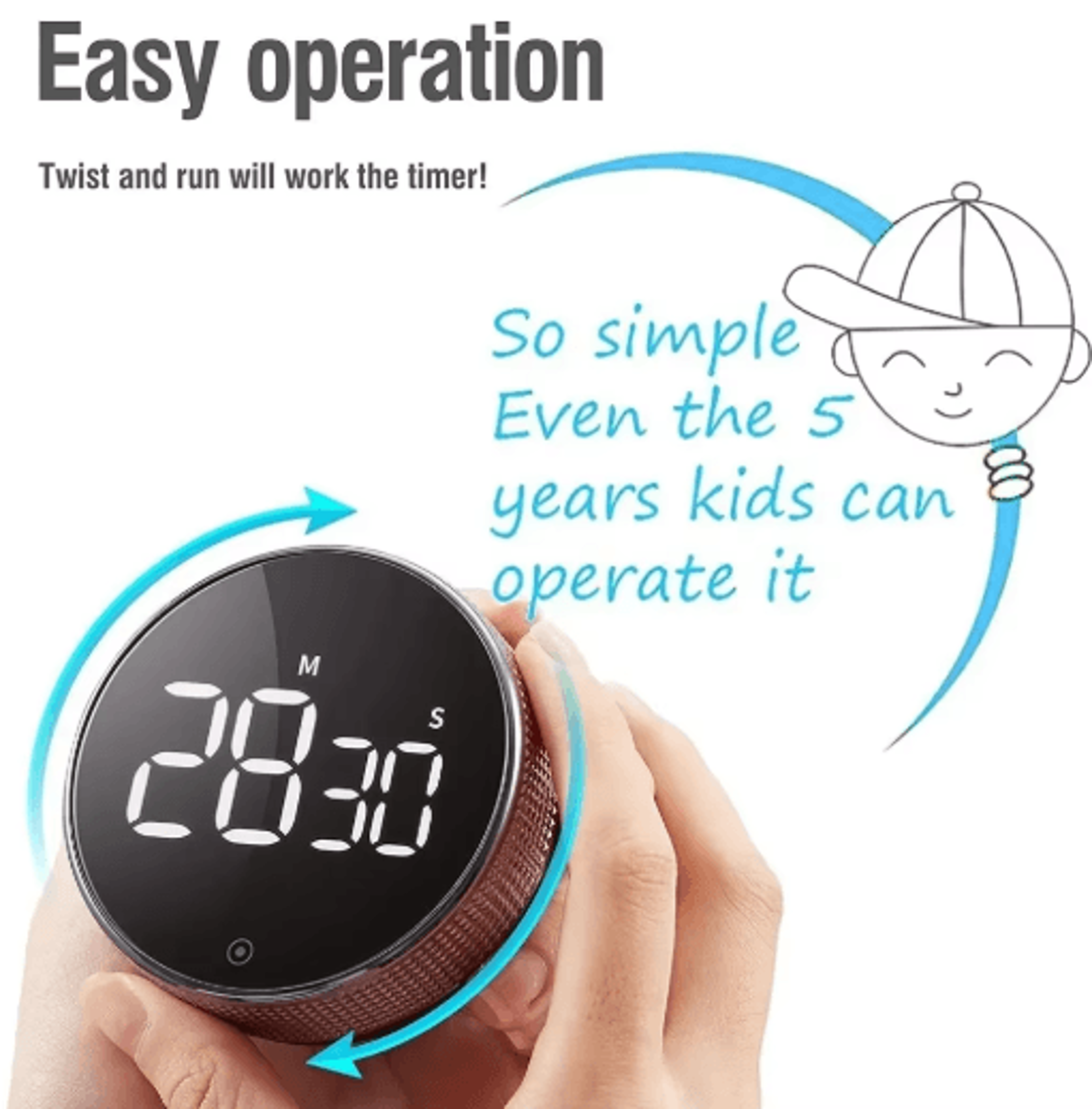 Magnetic Digital Kitchen Timer  Quiet Countdown Egg Timer With Constant Light 4