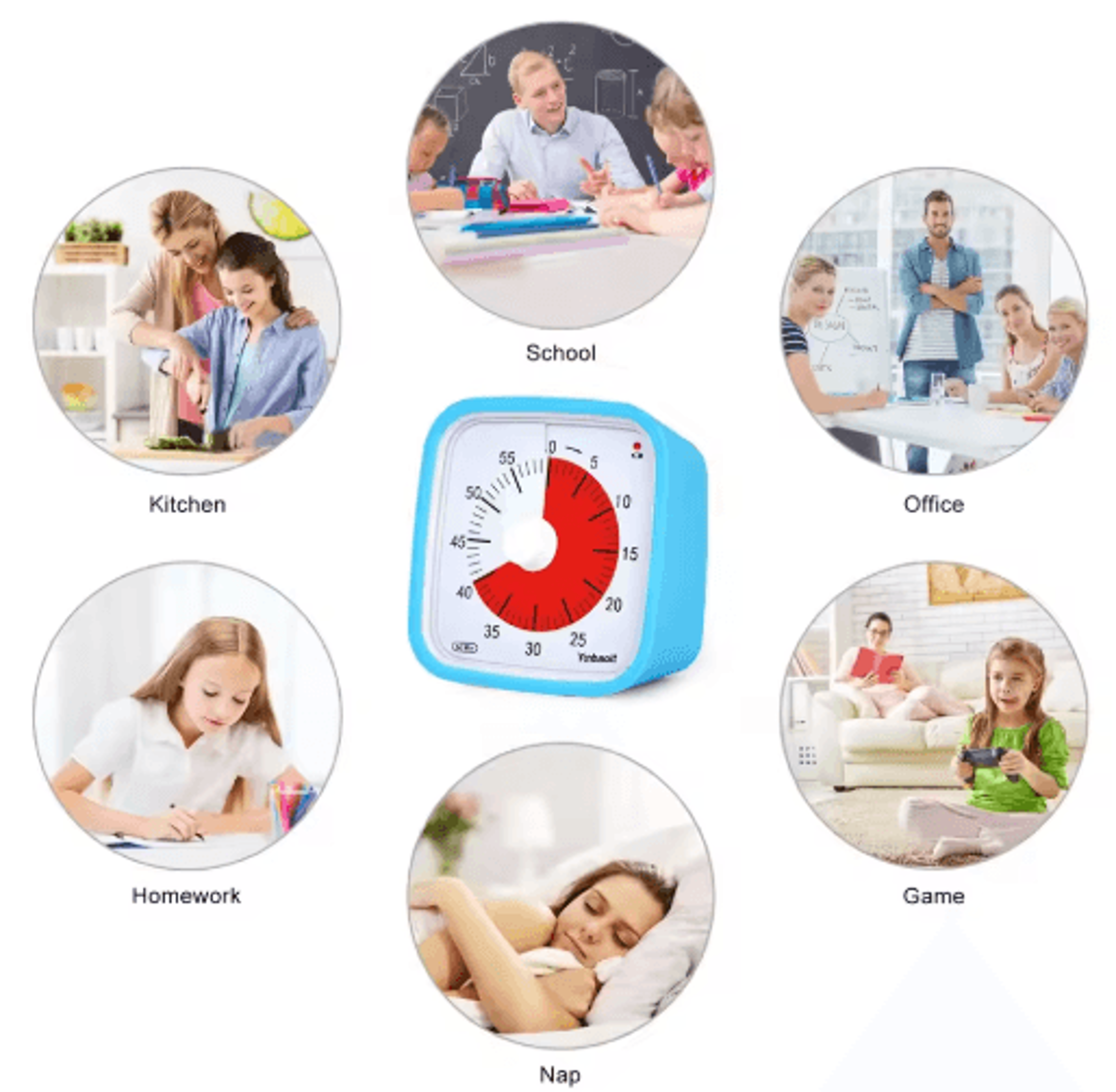 Yunbaoit VT01 60Minute Visual Timer  Silent Kids Countdown With Protective Case 0