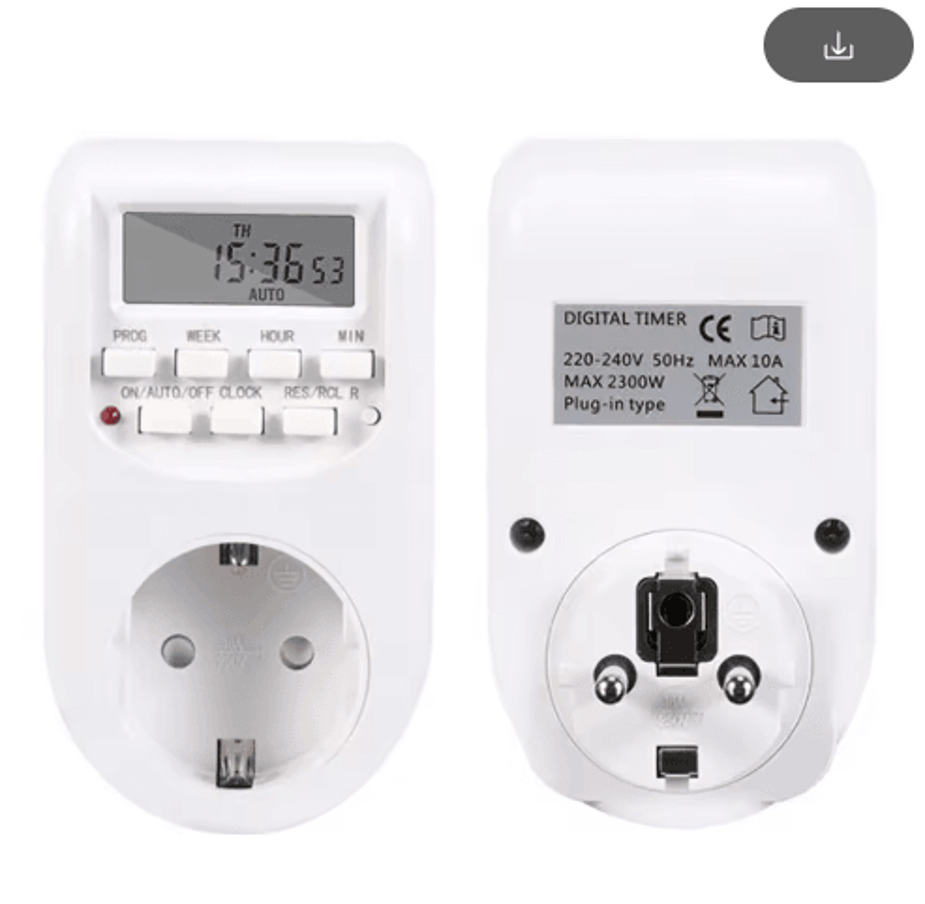 EU Plug Digital Timer Outlet Weekly Programmable On And Off Socket 1