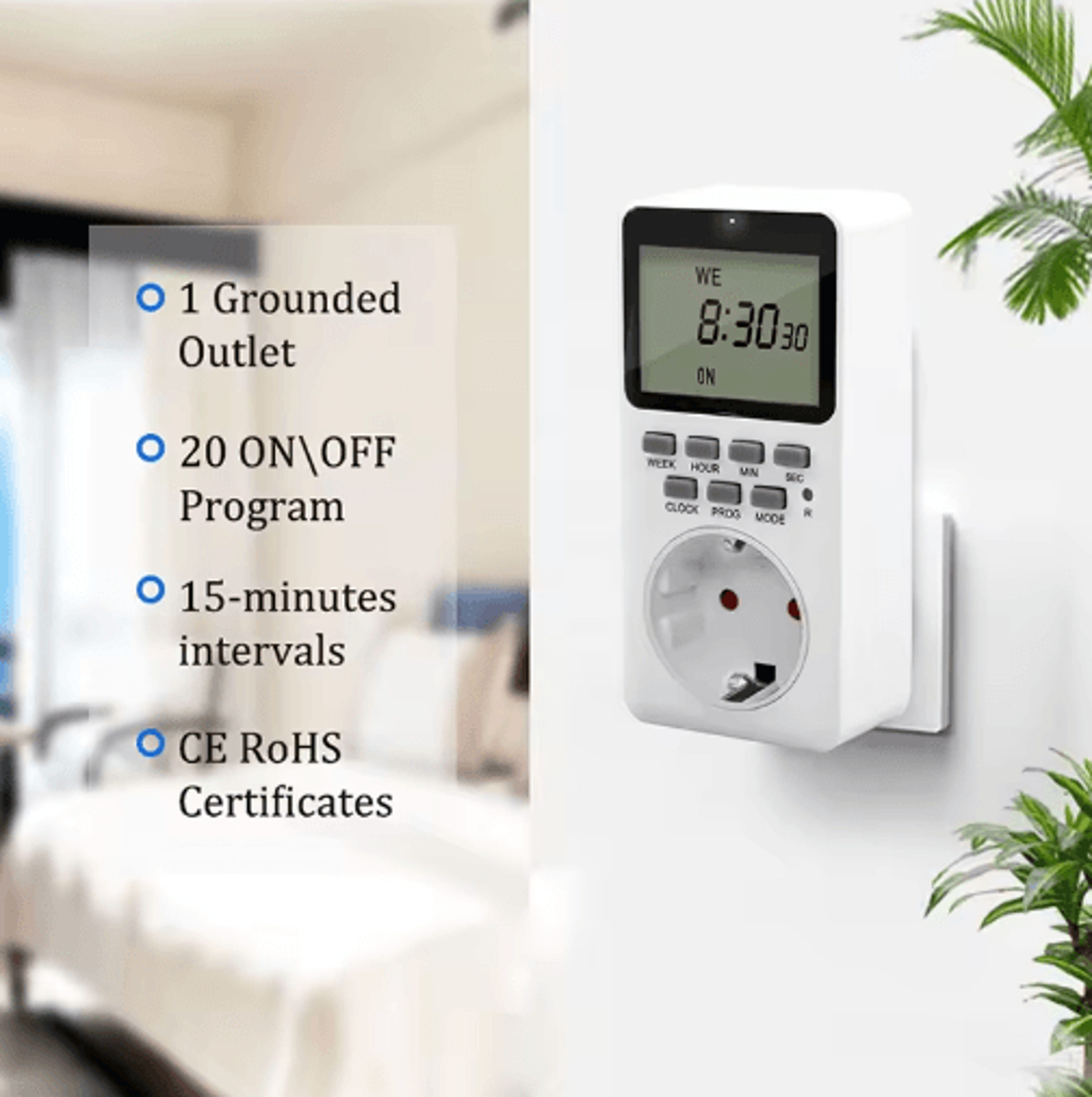 Weekly Digital Timer Socket  20Program 1224H Automatic Plug Timer 8