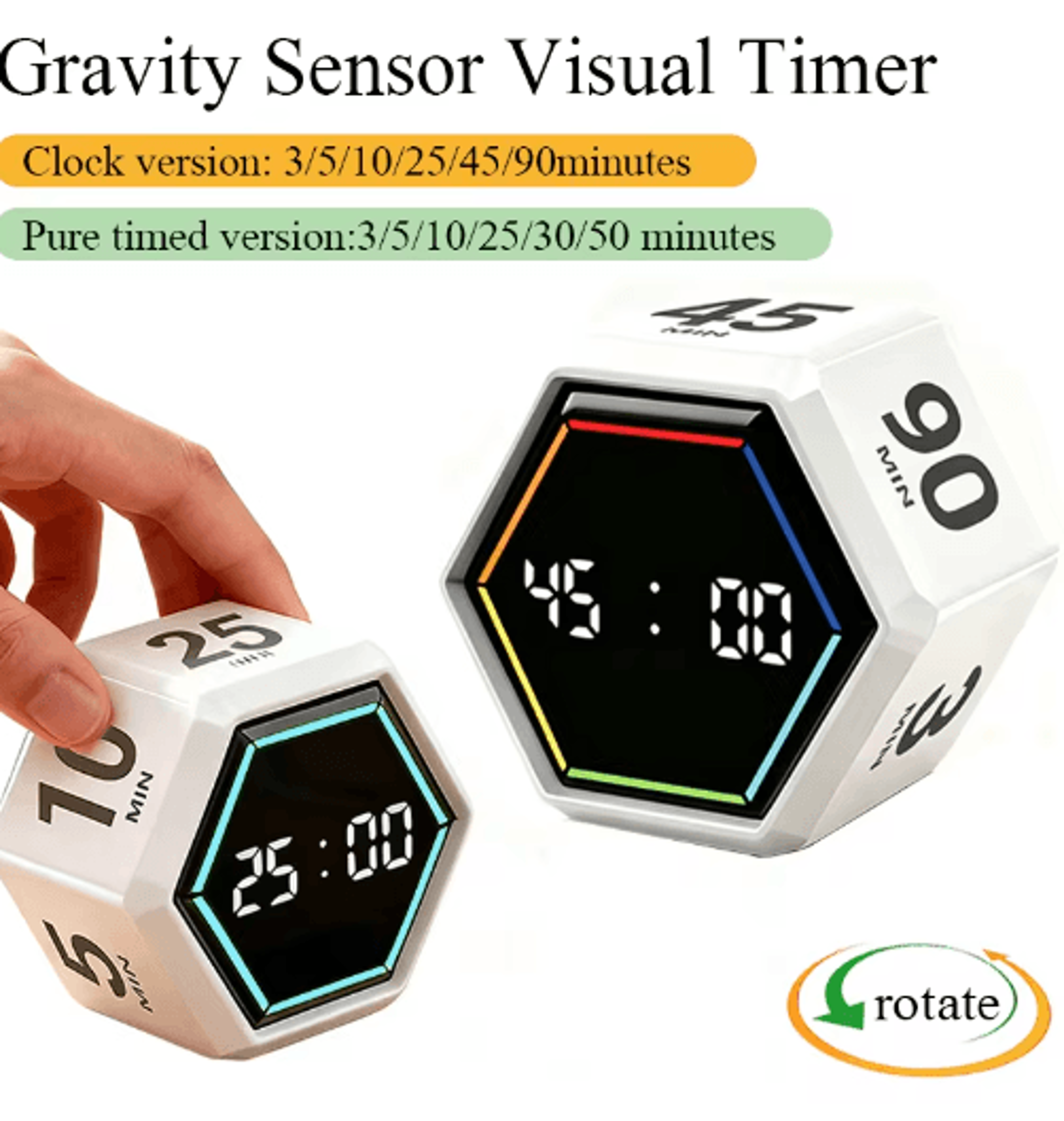YS1088 Gravity Flip Timer  6Preset Visual Countdown Cube 0