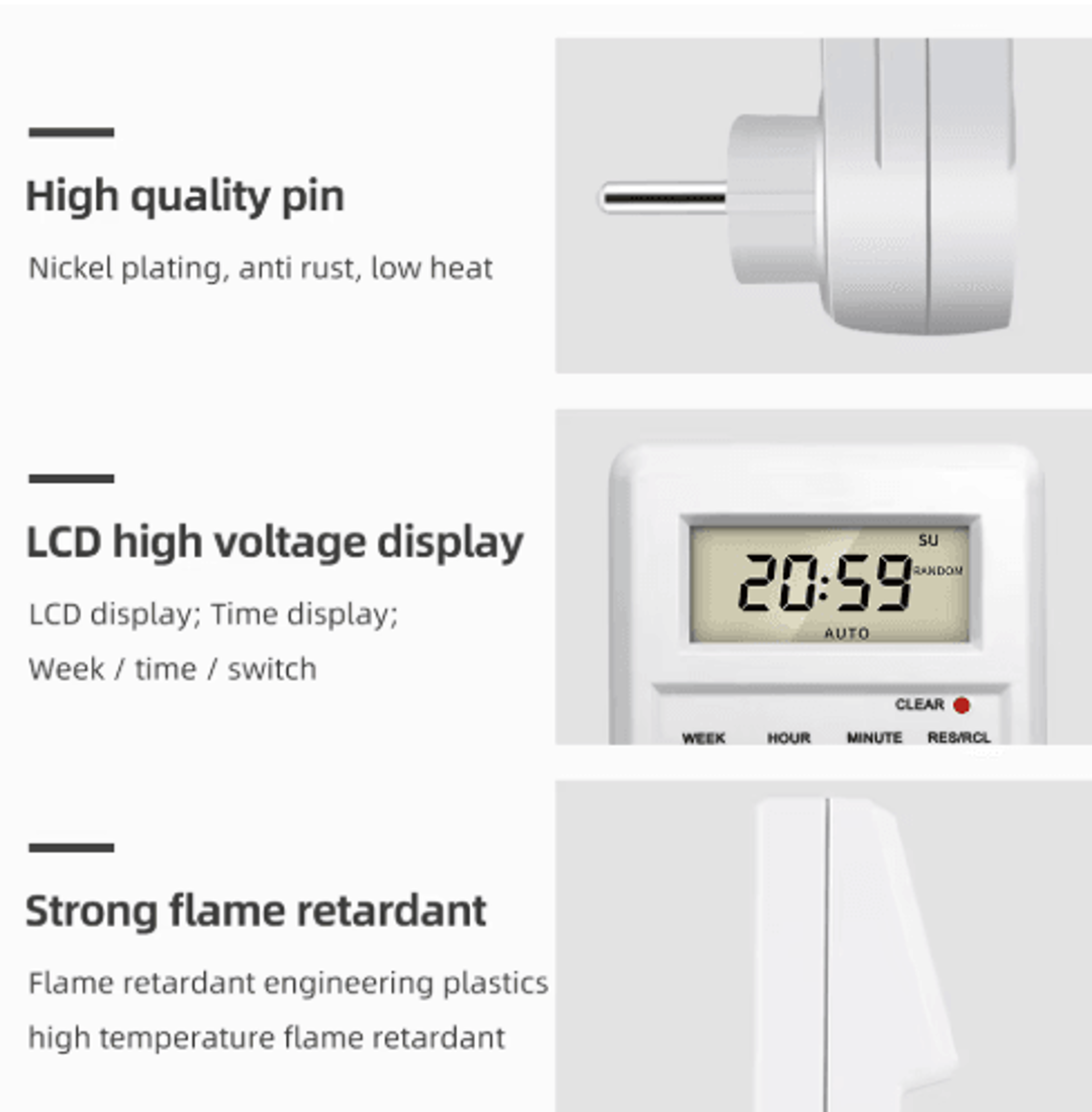 24Hour Digital Timer Socket  Programmable Cyclic Outlet Switch 12