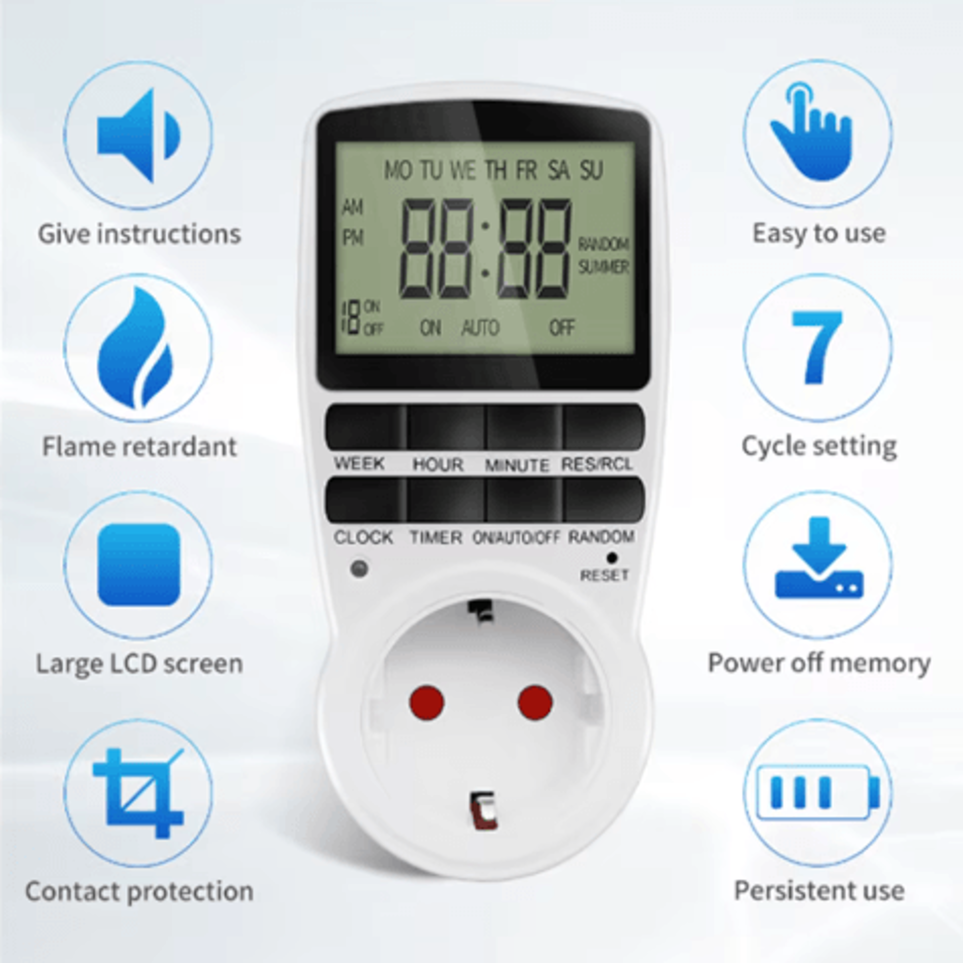TM02TM03TM04 Digital Timer Socket  Programmable Outlet With Power Metering 8