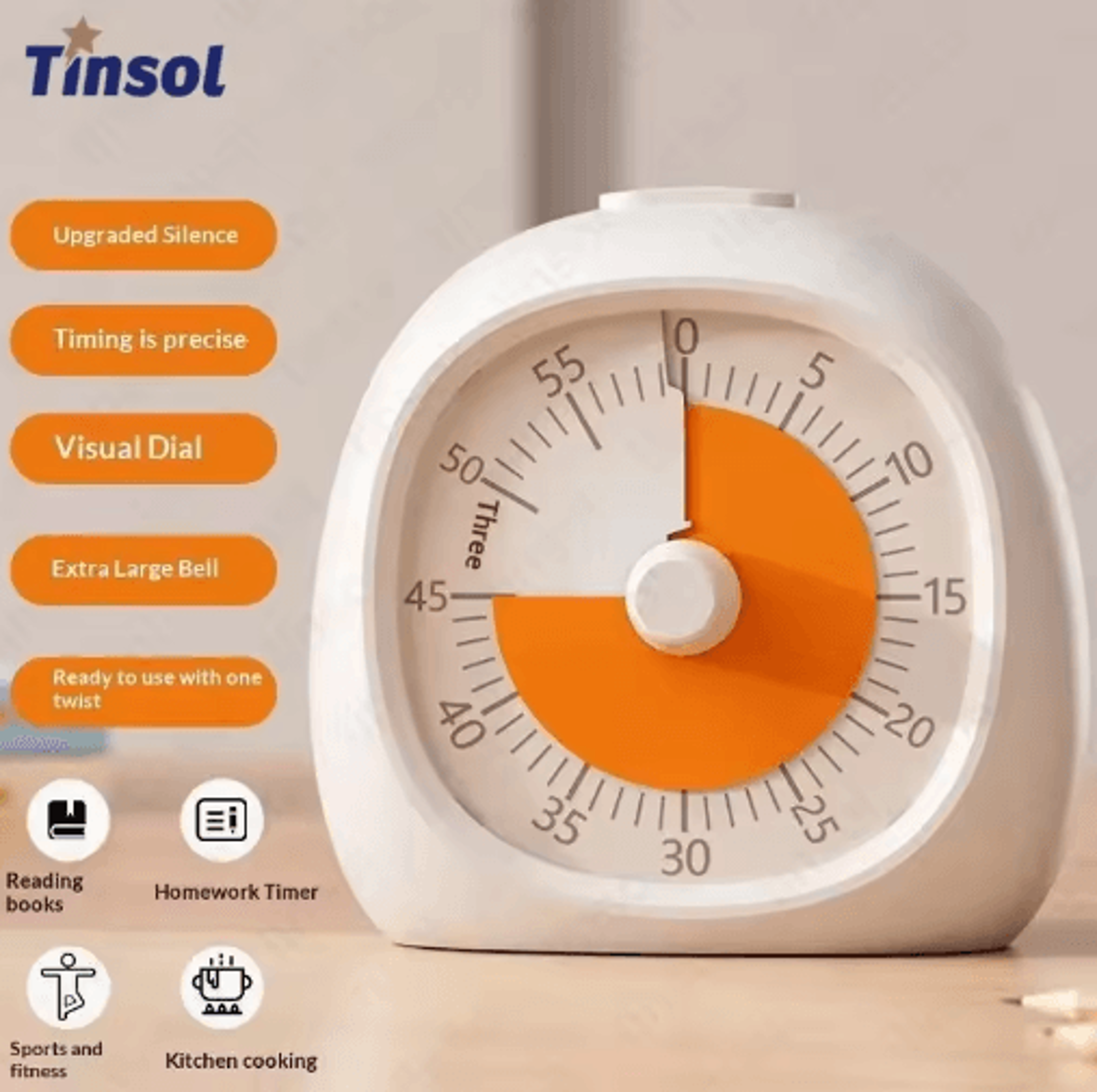 TINSOL 60Minute Visual Timer  Mute Focus Timer For Kids  Classroom 2