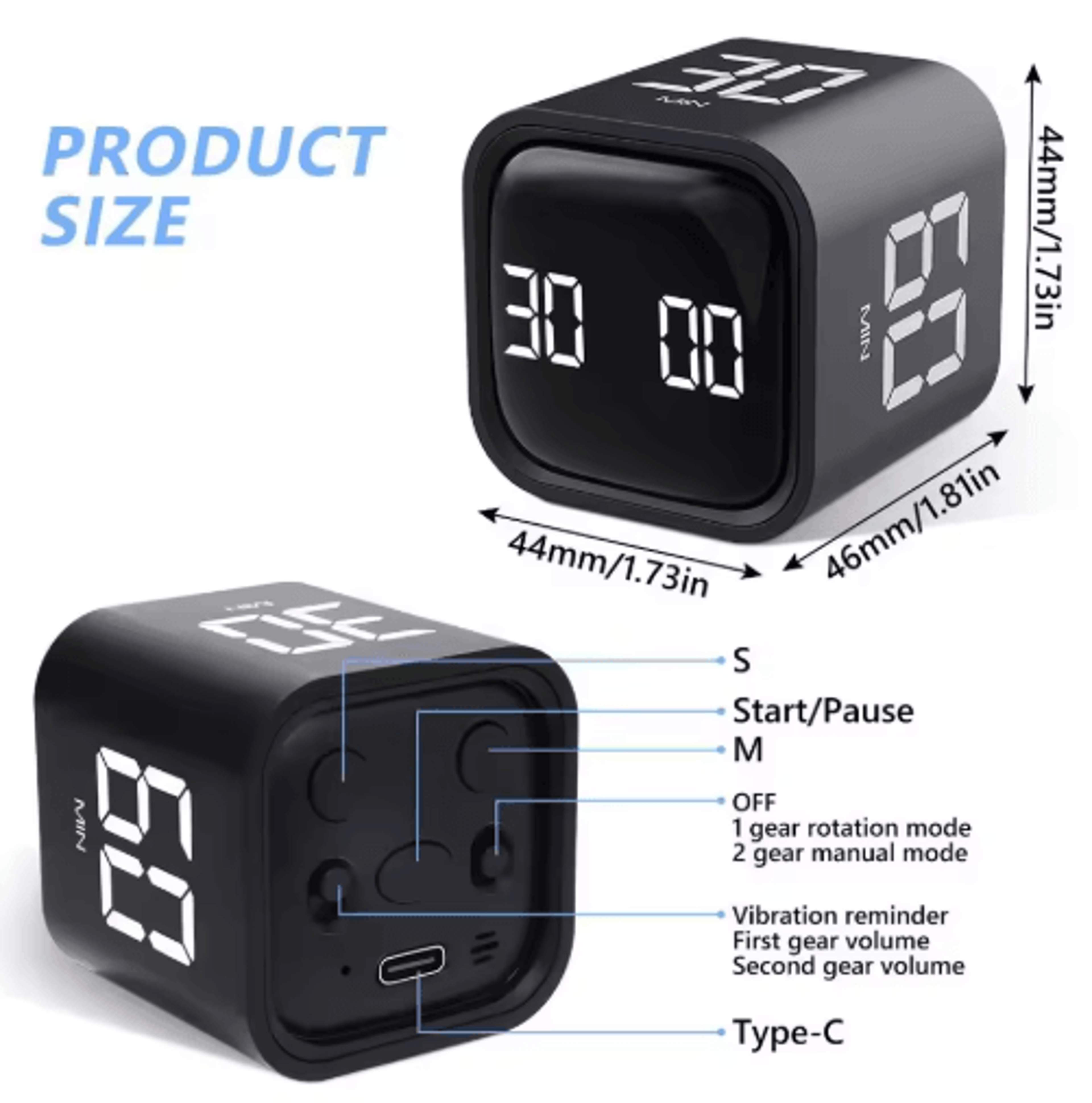 Gravity Sensing Digital Cube Timer  Rotating Pomodoro Countdown Timer 3