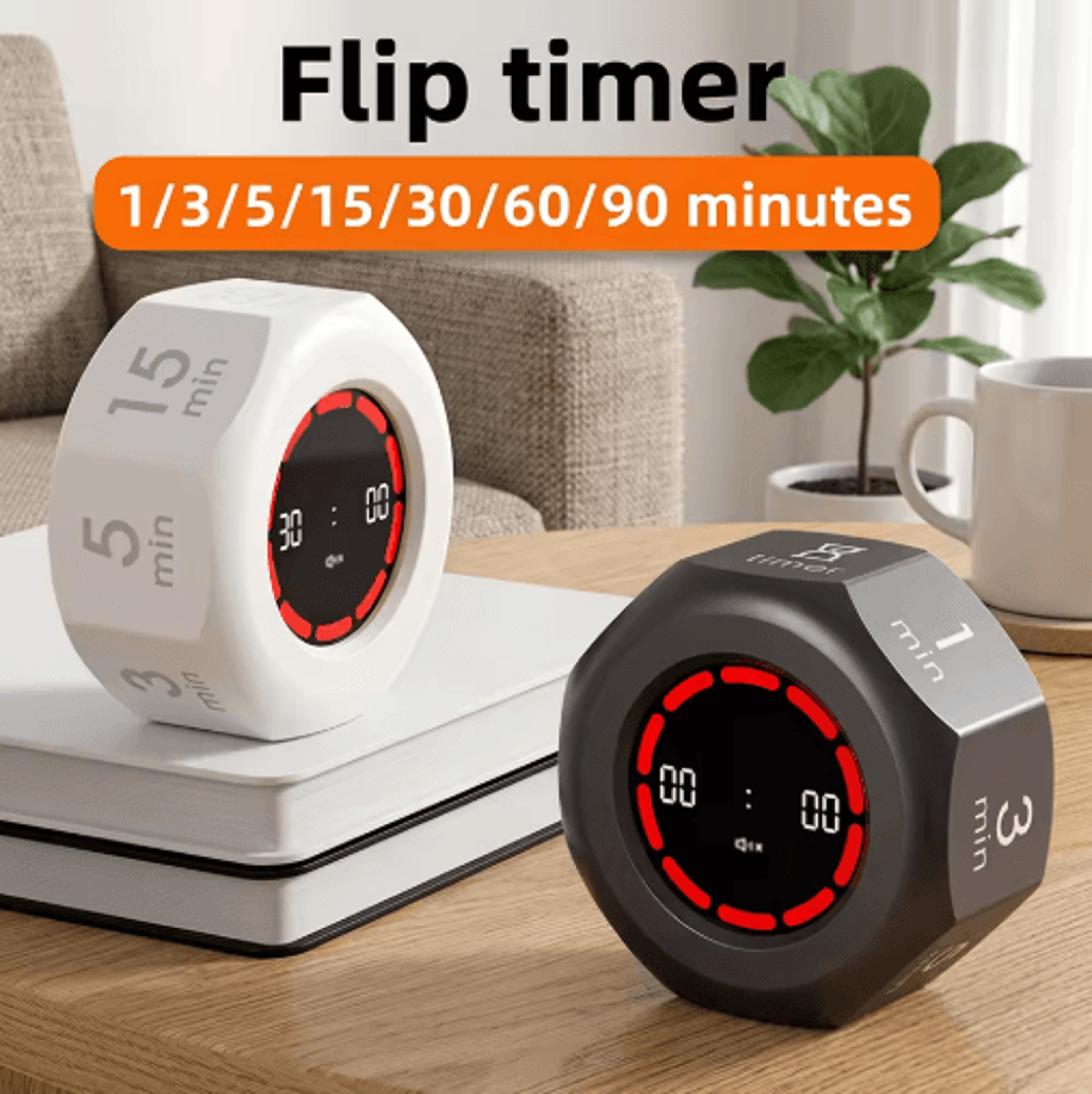 Rechargeable Flip Pomodoro Timer  7Preset Visual Countdown Desk Timer 0