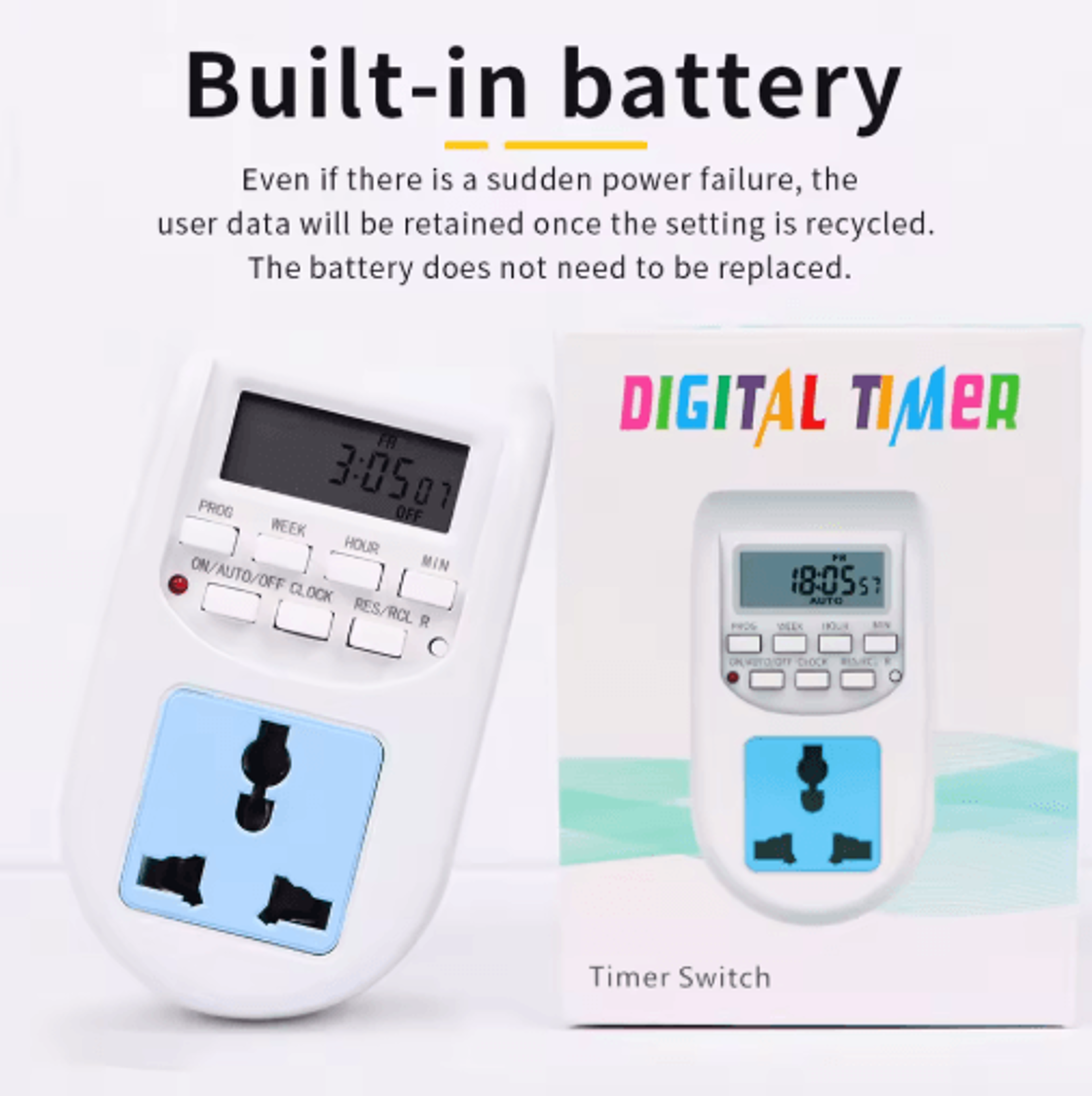 10A Digital Timer Switch  EU Weekly Programmable Appliance Socket 3
