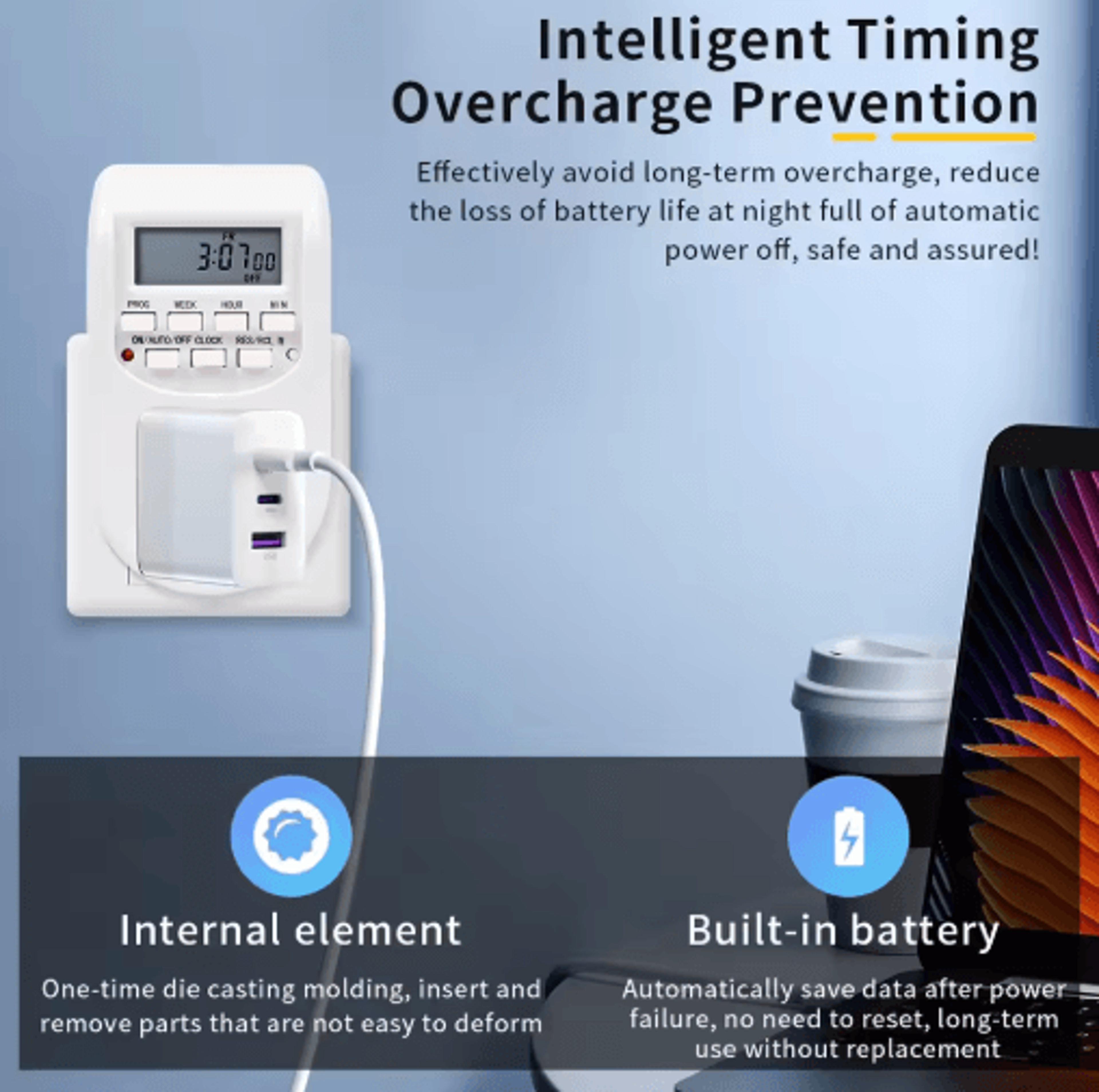 10A Digital Timer Switch  EU Weekly Programmable Appliance Socket 4