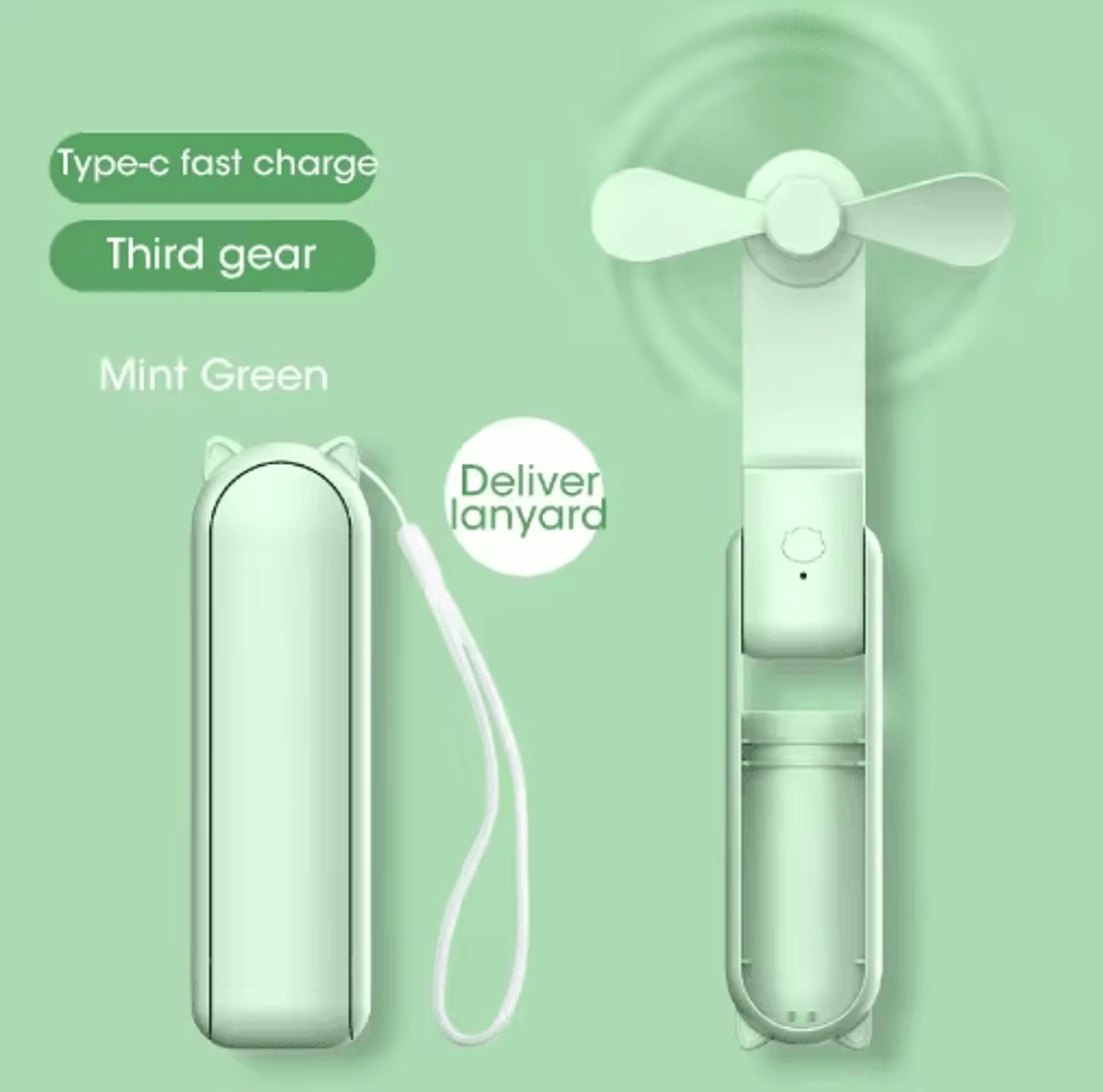 2000mAh Mini Portable Fan  Foldable Handheld  Desktop Cooler 2