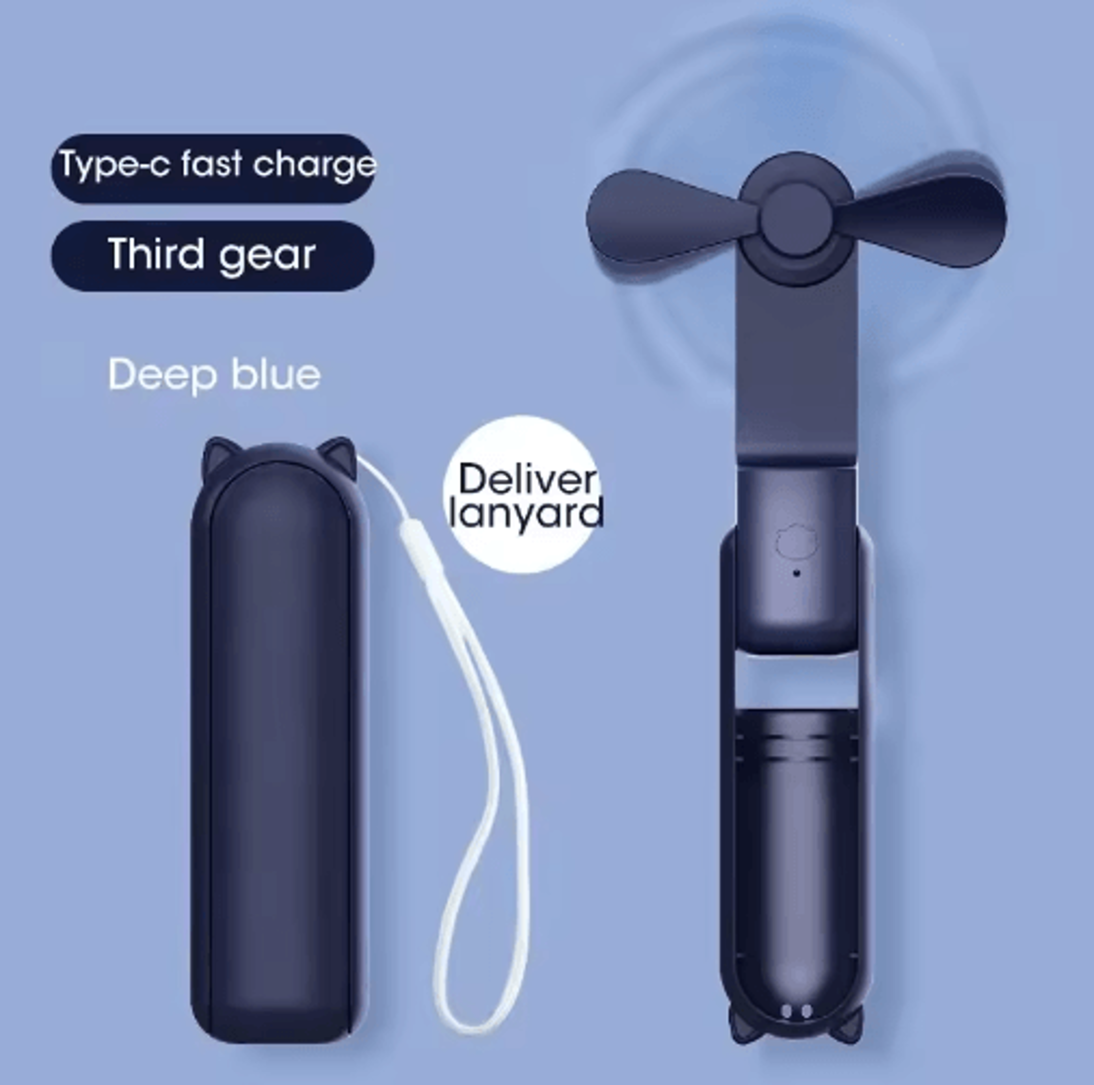 2000mAh Mini Portable Fan  Foldable Handheld  Desktop Cooler 3