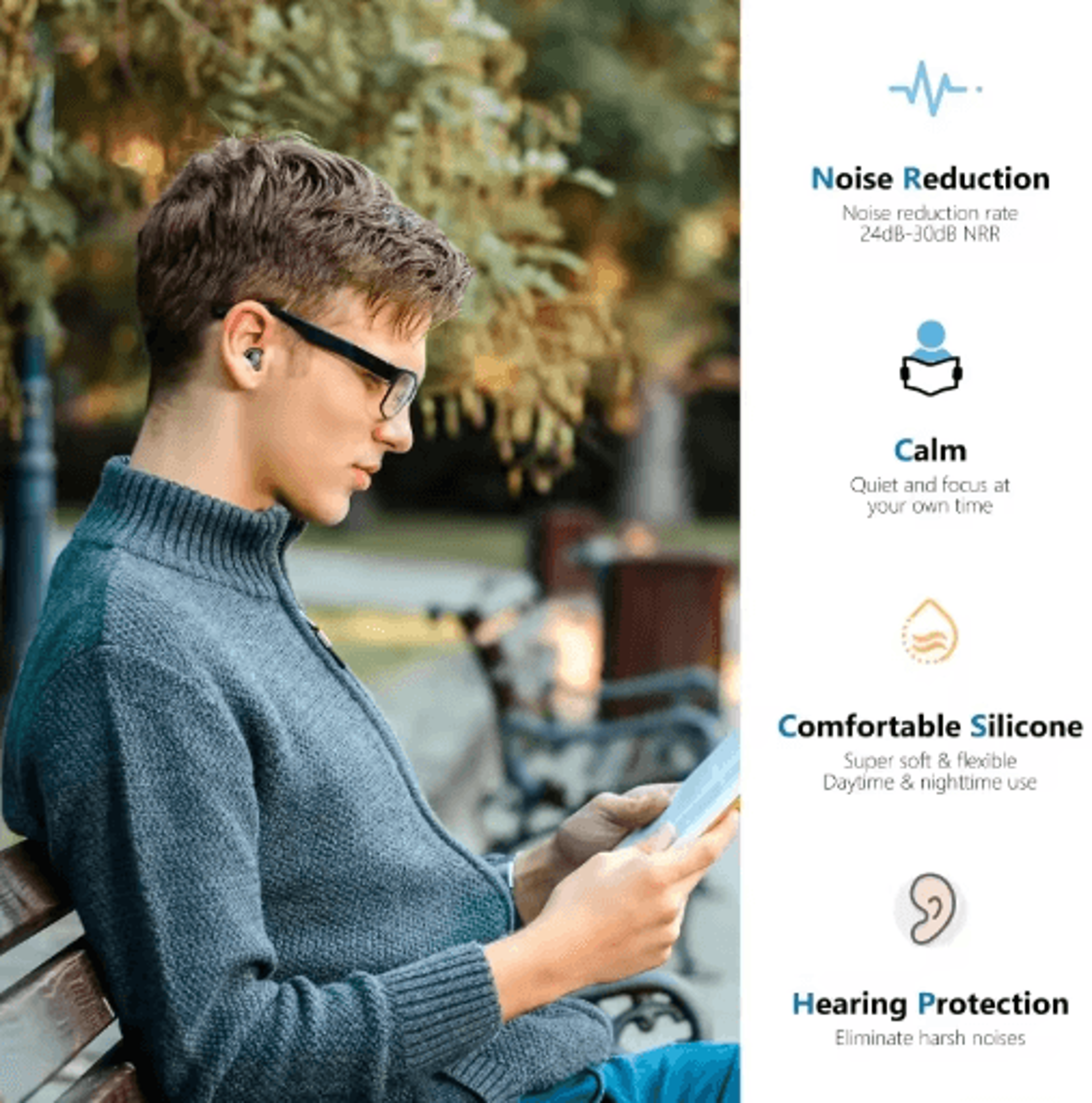 Reusable Silicone Ear Plugs NoiseReducing Earplugs For Sleep  Travel 5