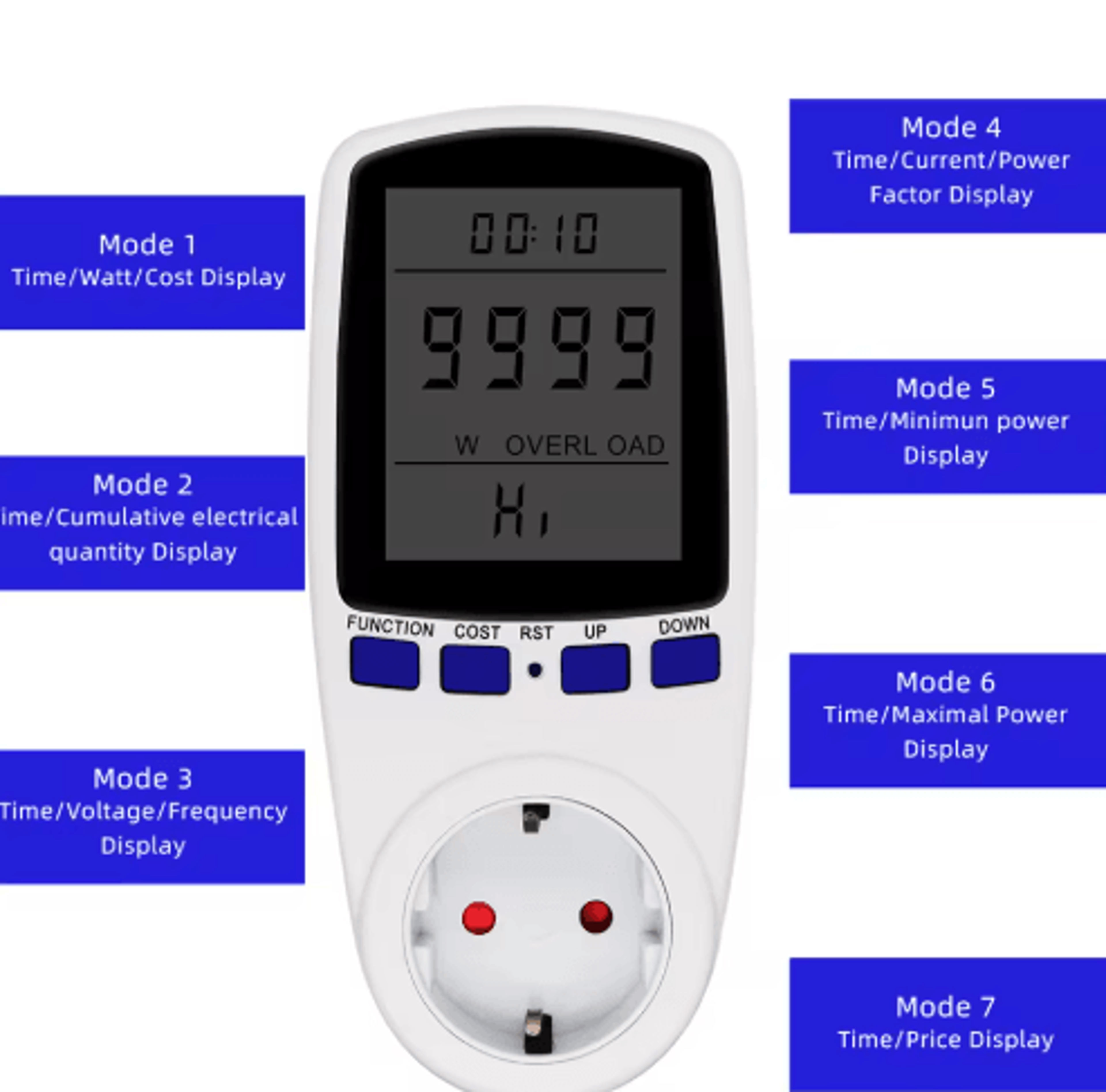 220V Digital Power Meter  LCD Wattmeter  KWh Energy Monitor 4