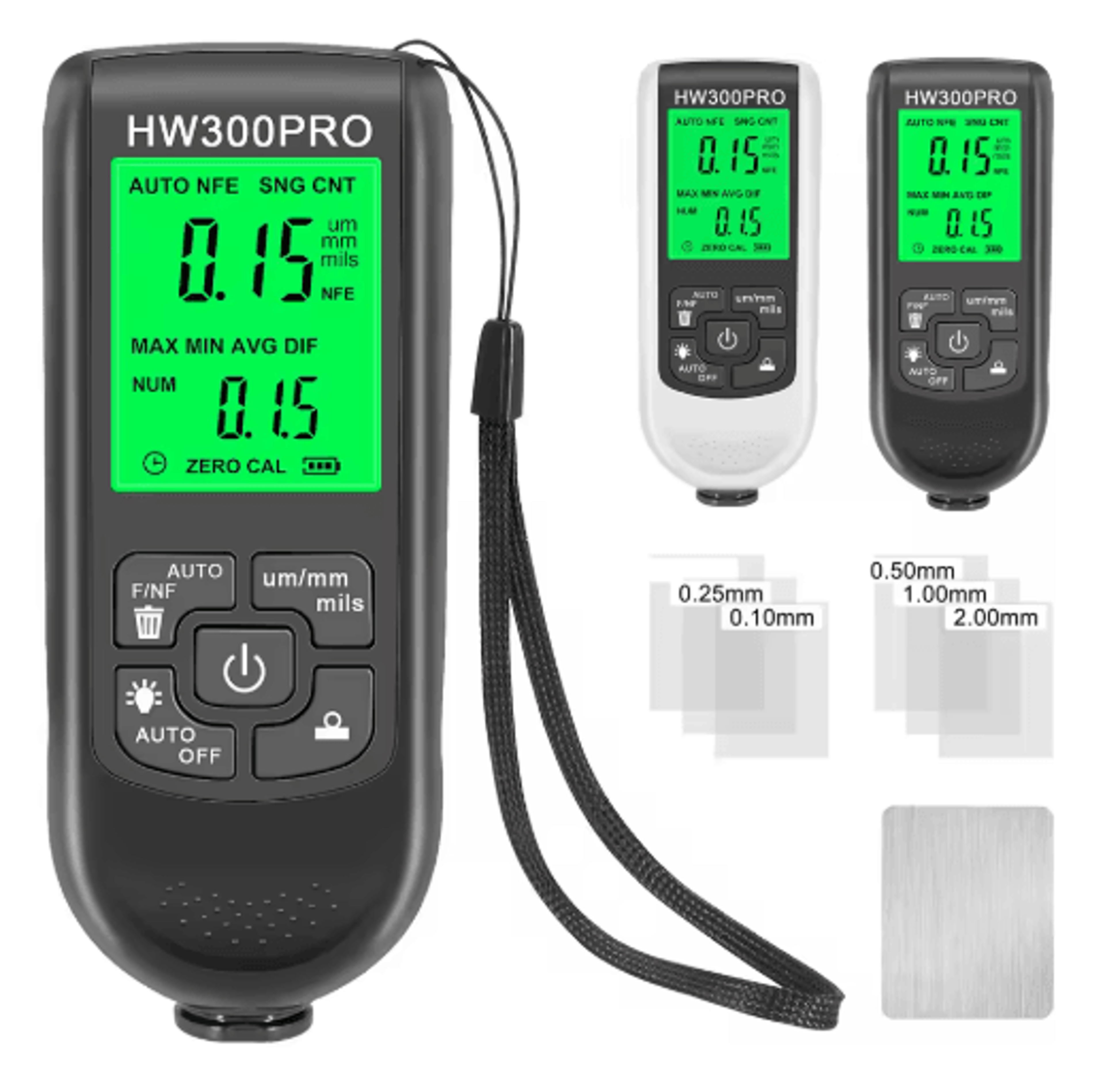 HW300PRO Digital Paint Thickness Gauge 02000m Coating Meter 0