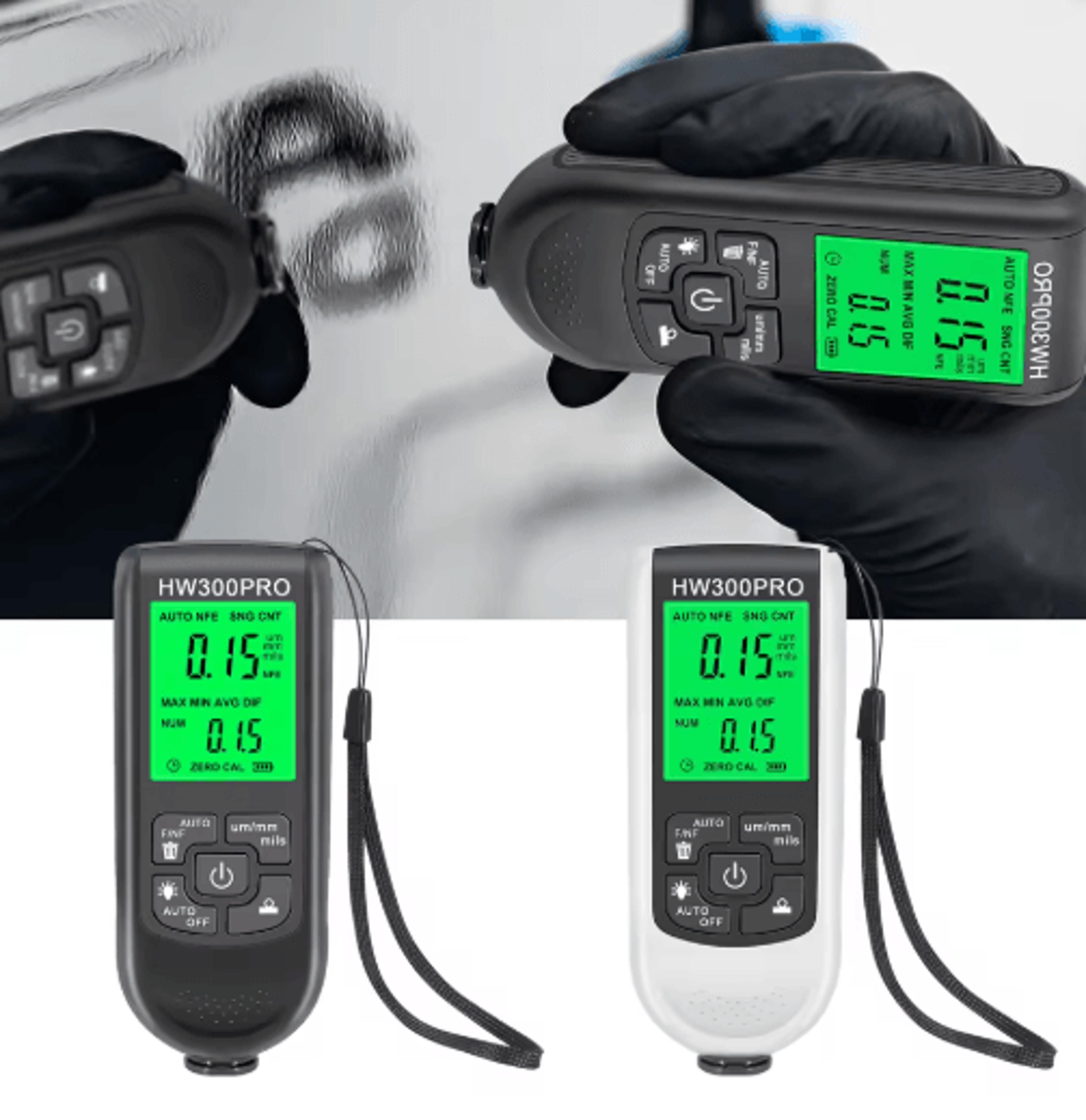 HW300PRO Digital Paint Thickness Gauge 02000m Coating Meter 6