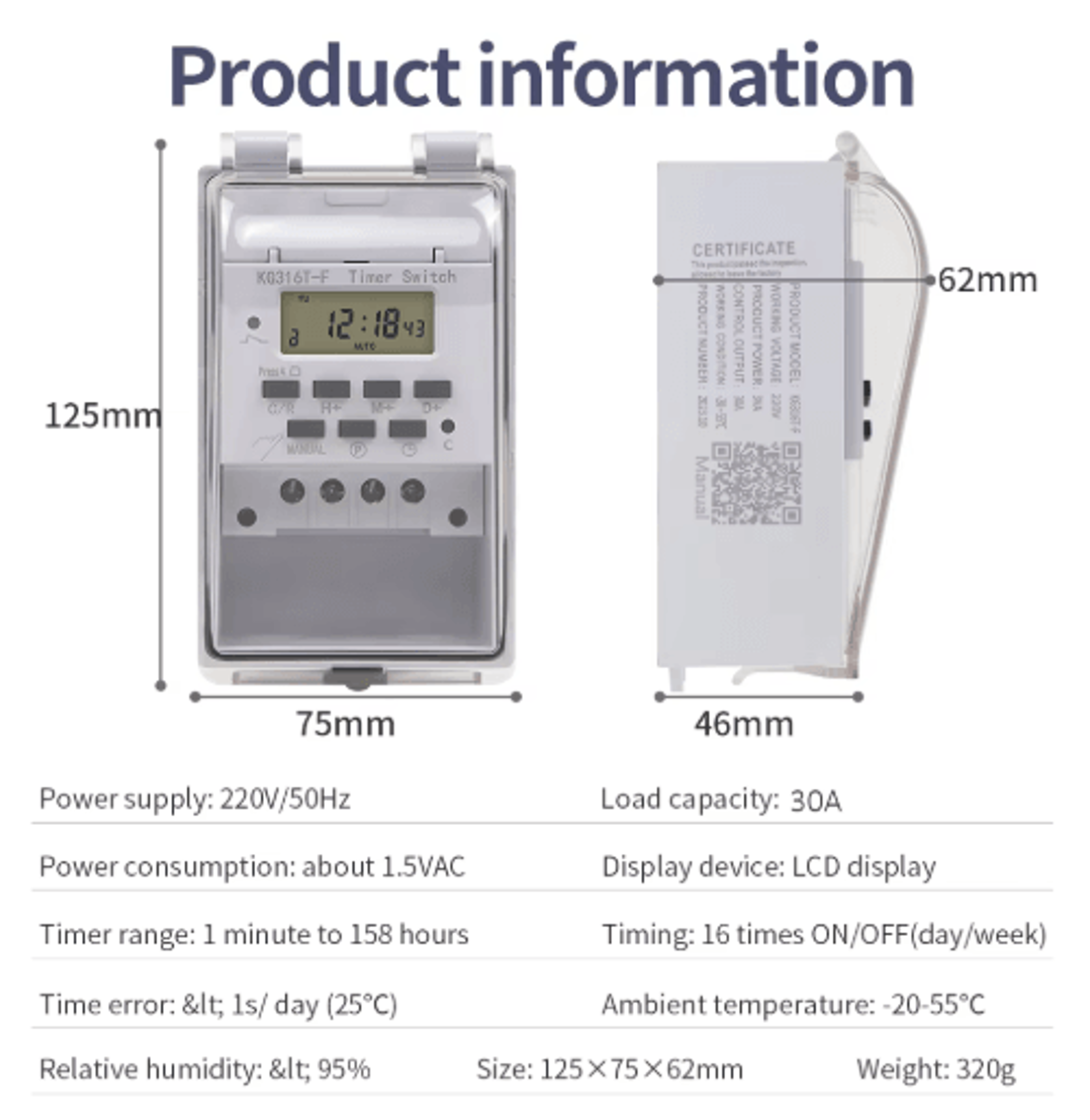 168Hour Digital Timer Switch  7Day Programmable 220V Relay With Outdoor Box 1