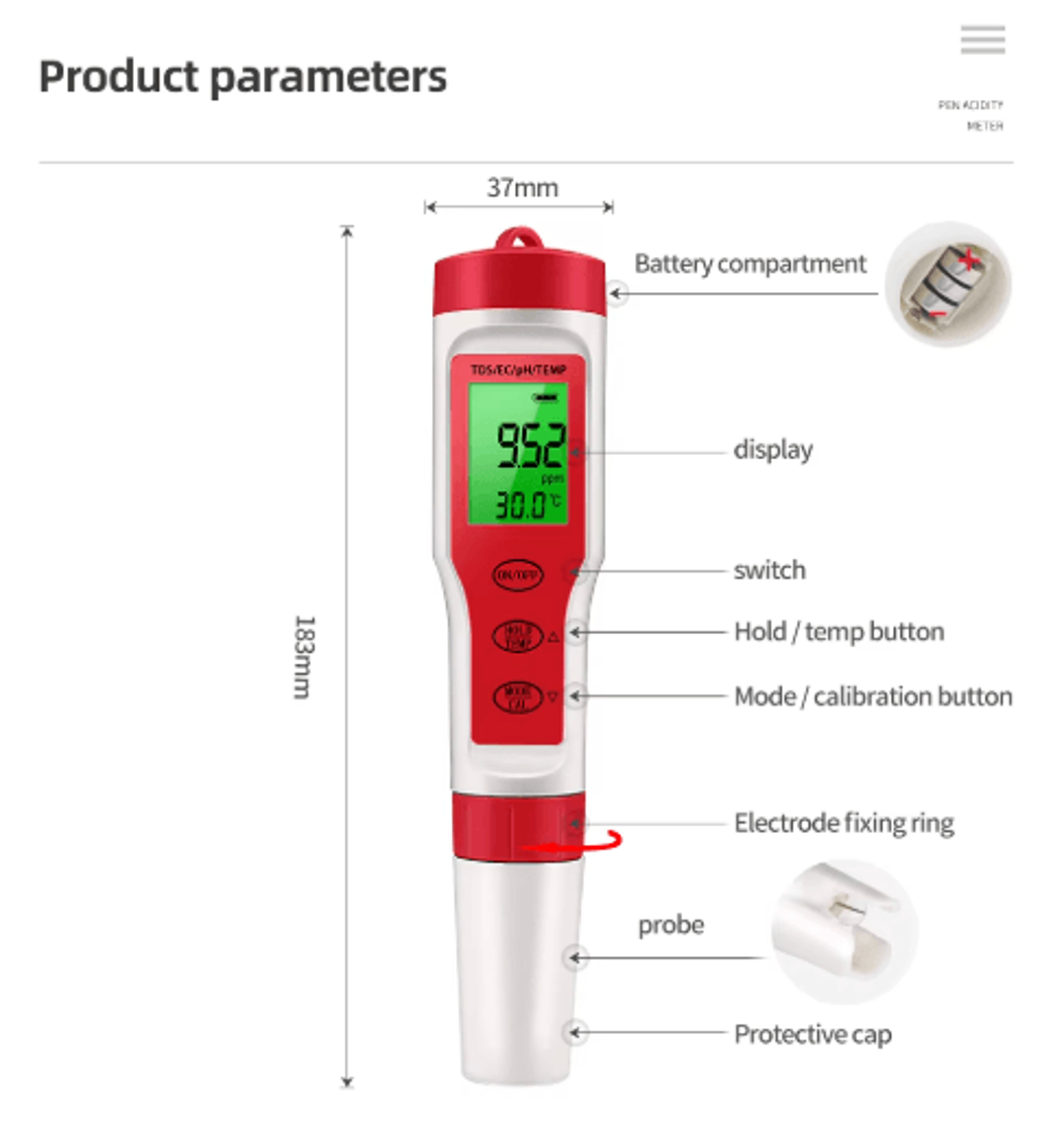 457in1 Digital PH Meter  MultiParameter Aquarium Water Tester 8