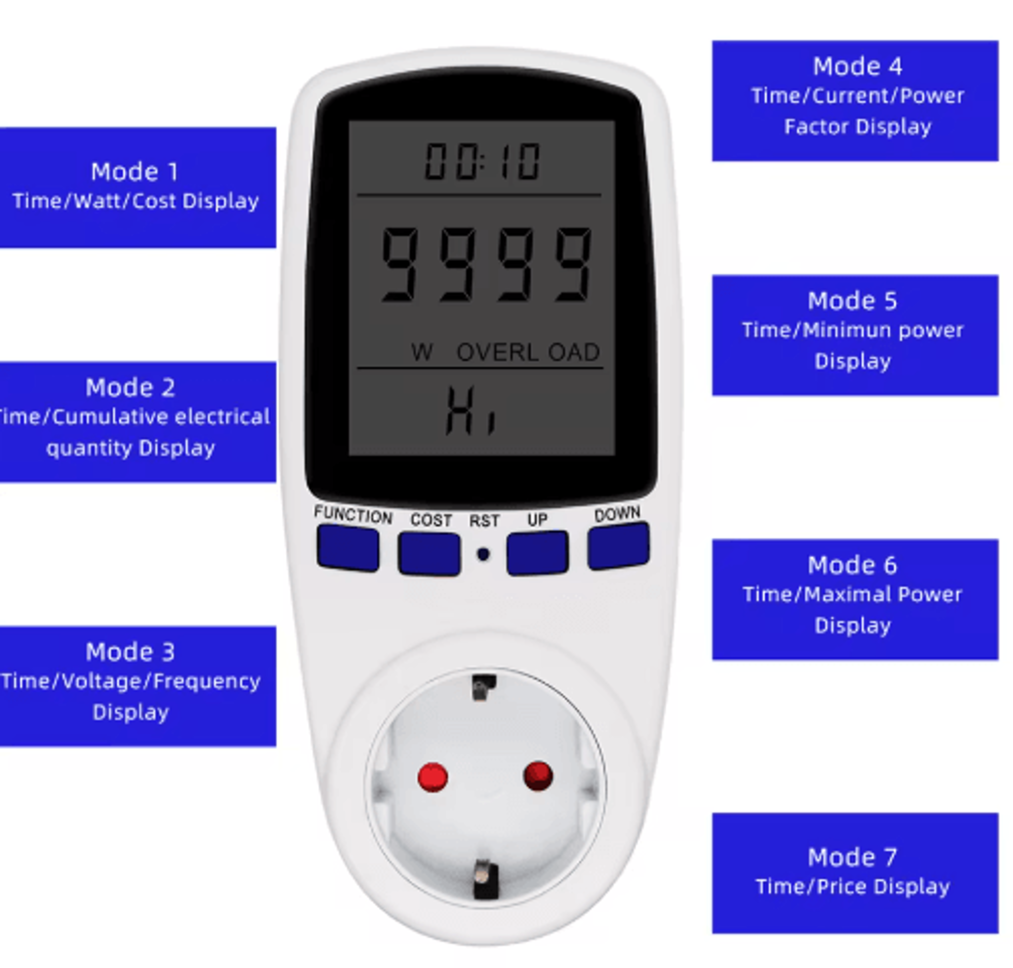 220V LCD Wattmeter Socket  KWh Energy  Power Usage Monitor 0