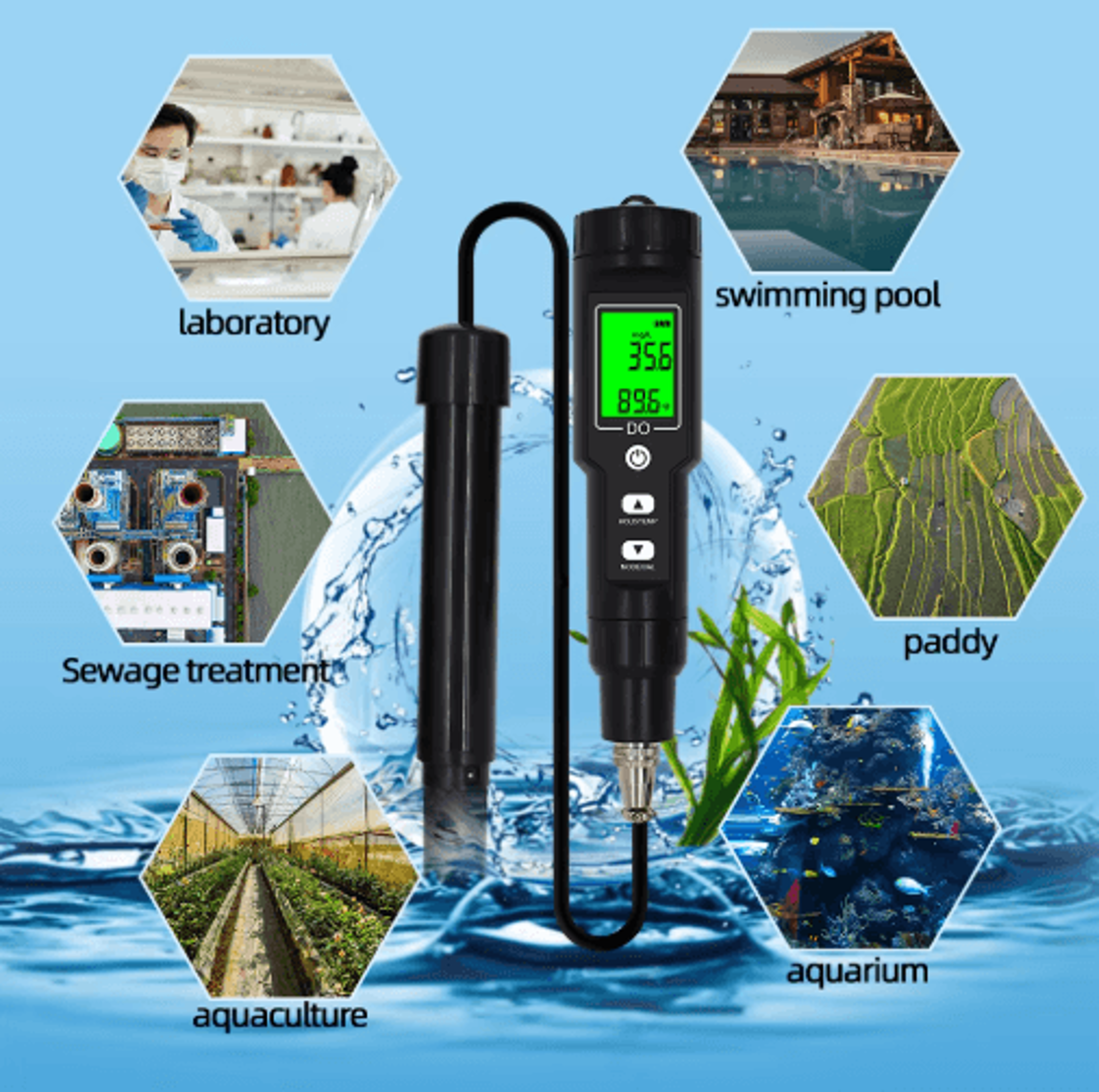 DO9100 Digital Dissolved Oxygen Meter  Waterproof Water Quality Tester With ATC 2