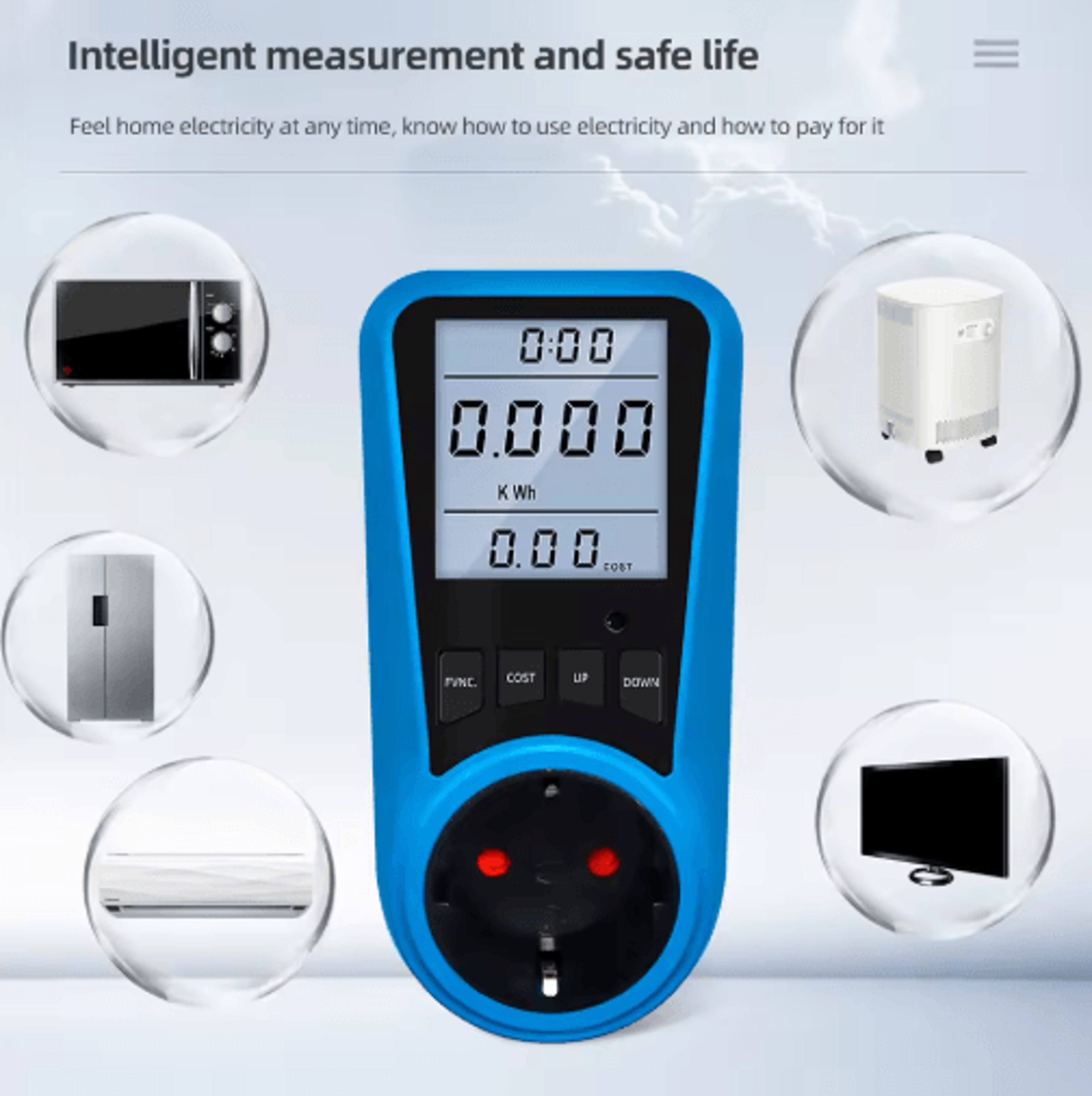 230V Digital Power Meter  AC Current Voltage  Energy Socket Analyzer 15