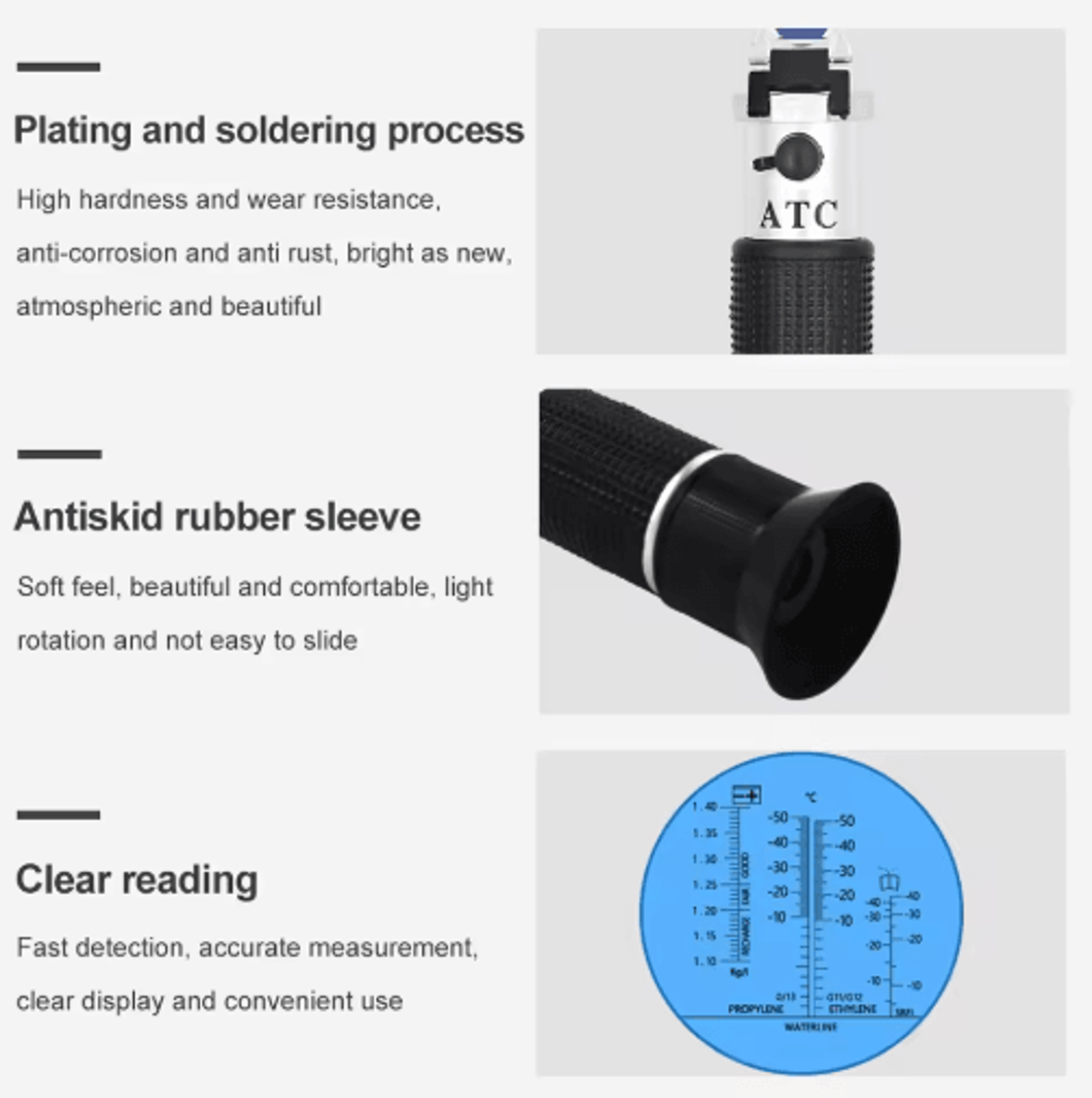 Handheld Antifreeze Refractometer  Coolant  Battery Acid ATC Tester 5