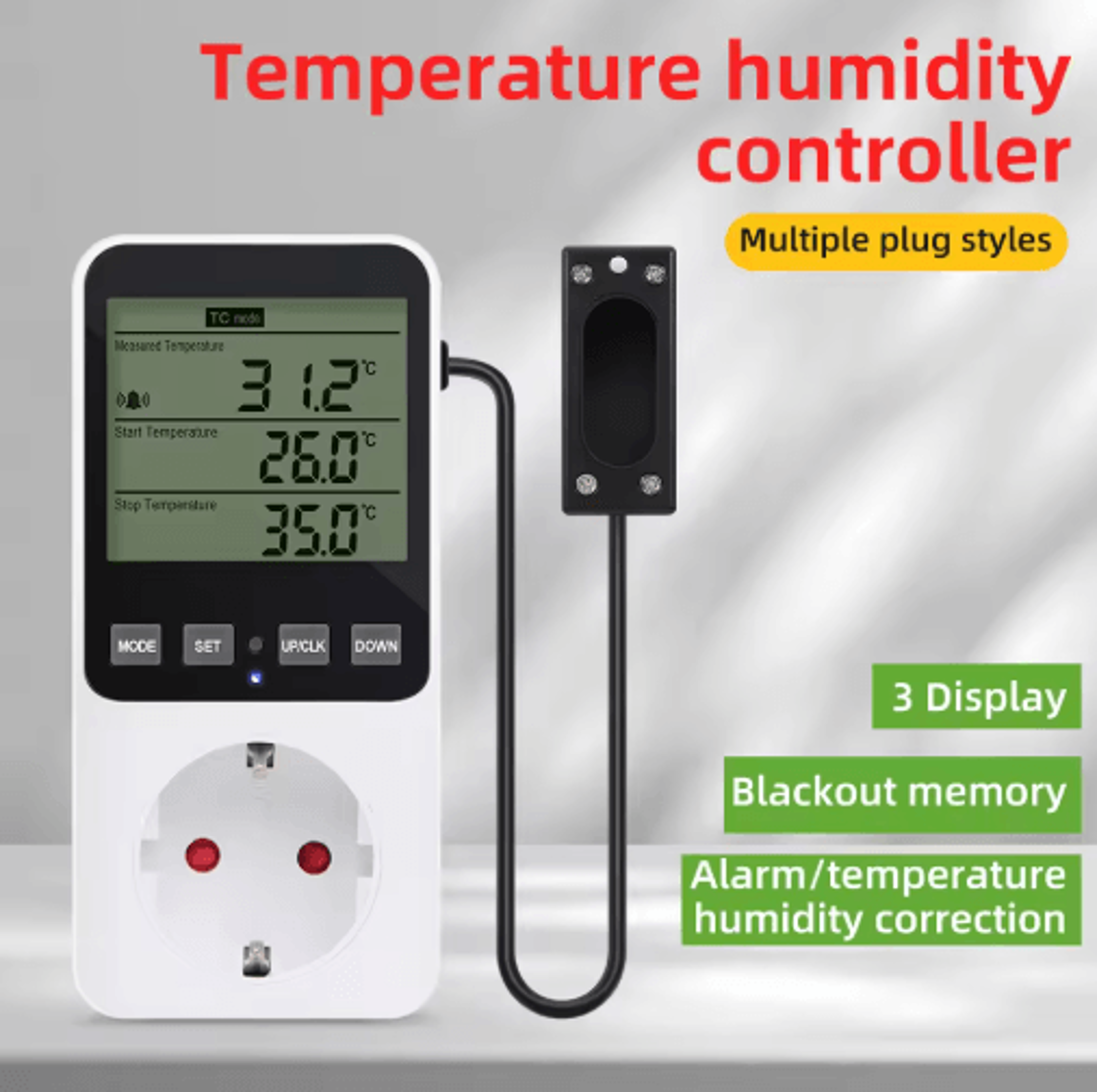 Digital Temperature  Humidity Controller  Thermostat Timer Socket With Sensor 0