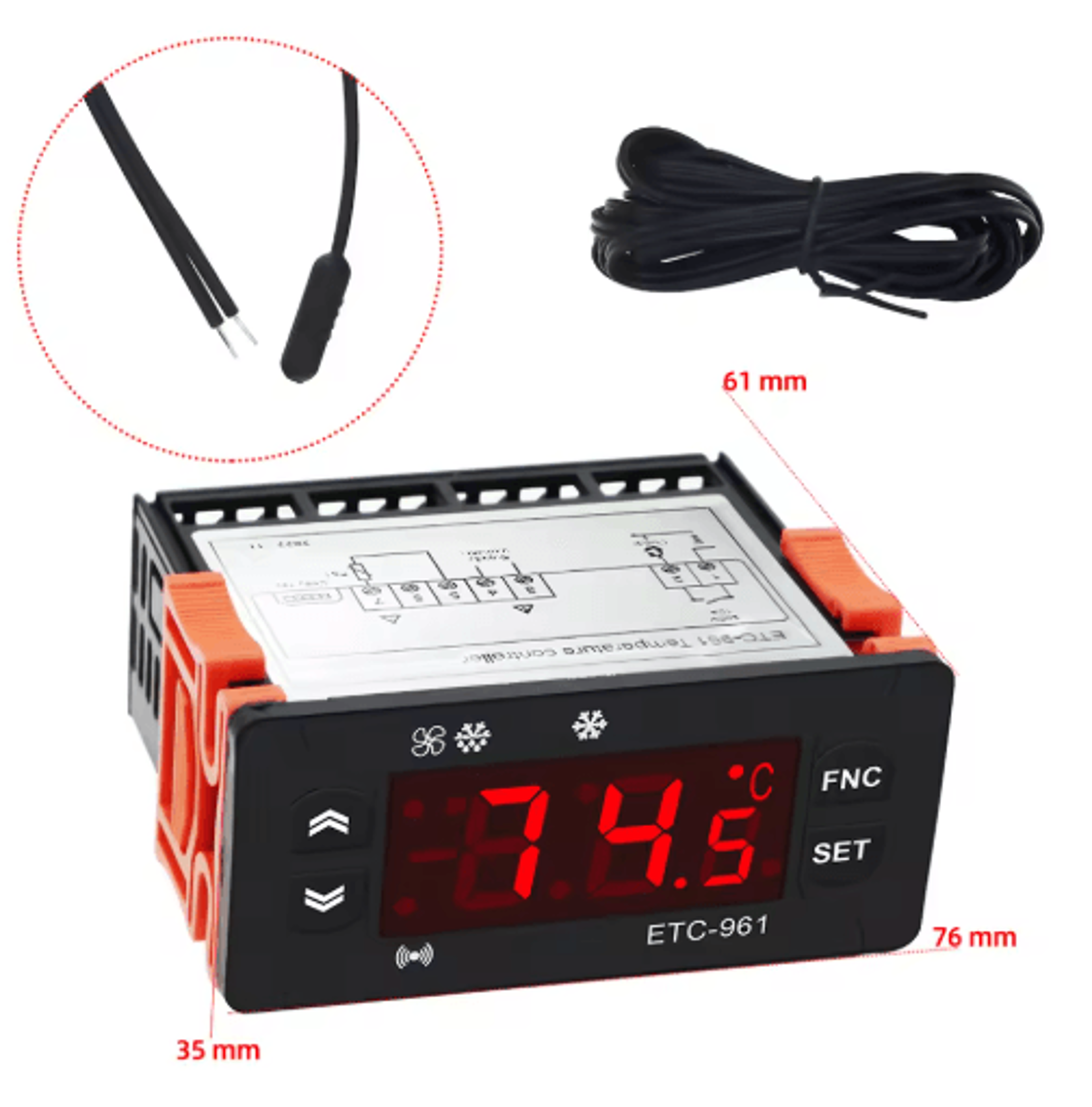 ETC961 220V Temperature  Humidity Controller  Digital Refrigeration Thermostat 4