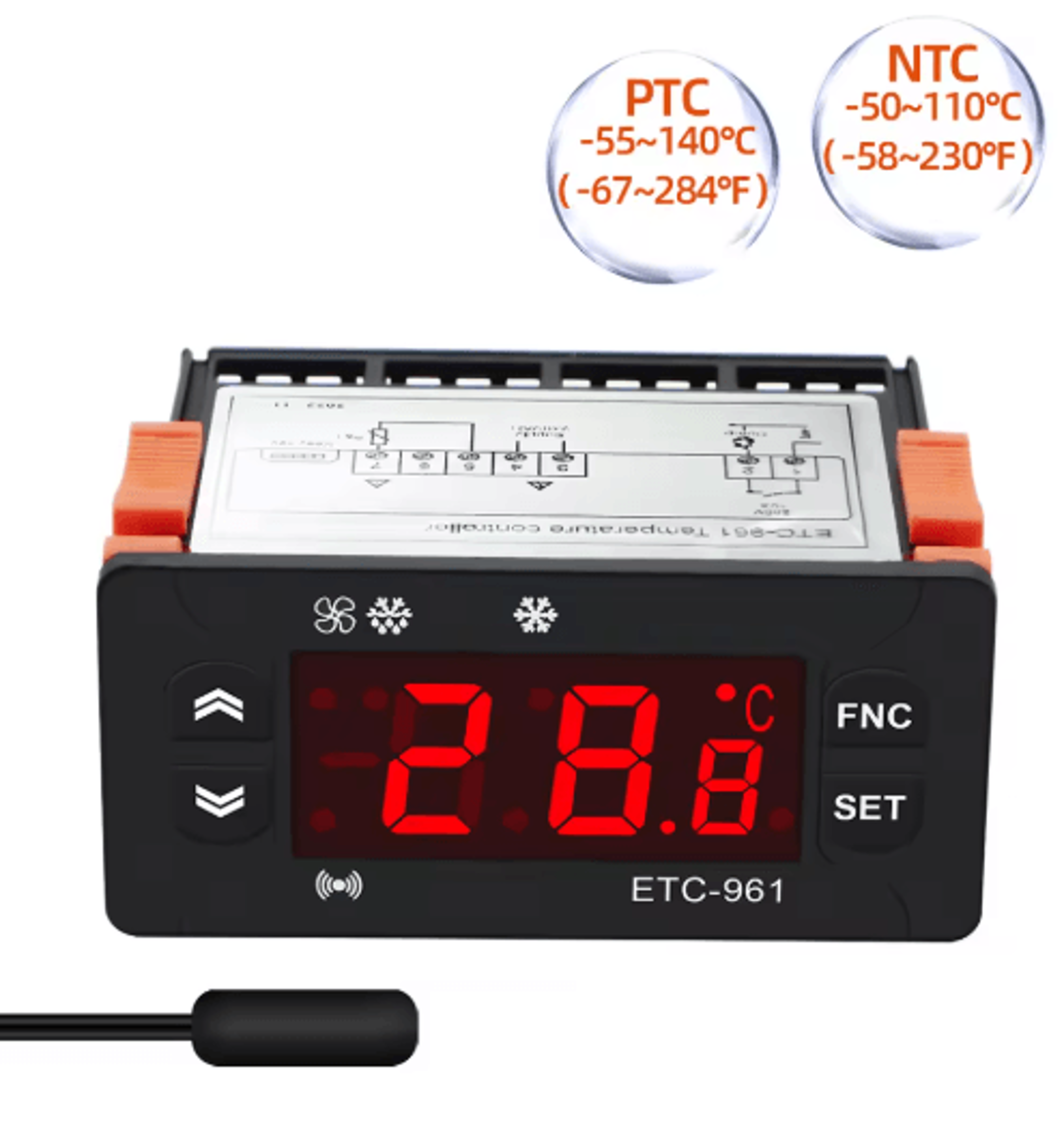 ETC961 220V Temperature  Humidity Controller  Digital Refrigeration Thermostat 2