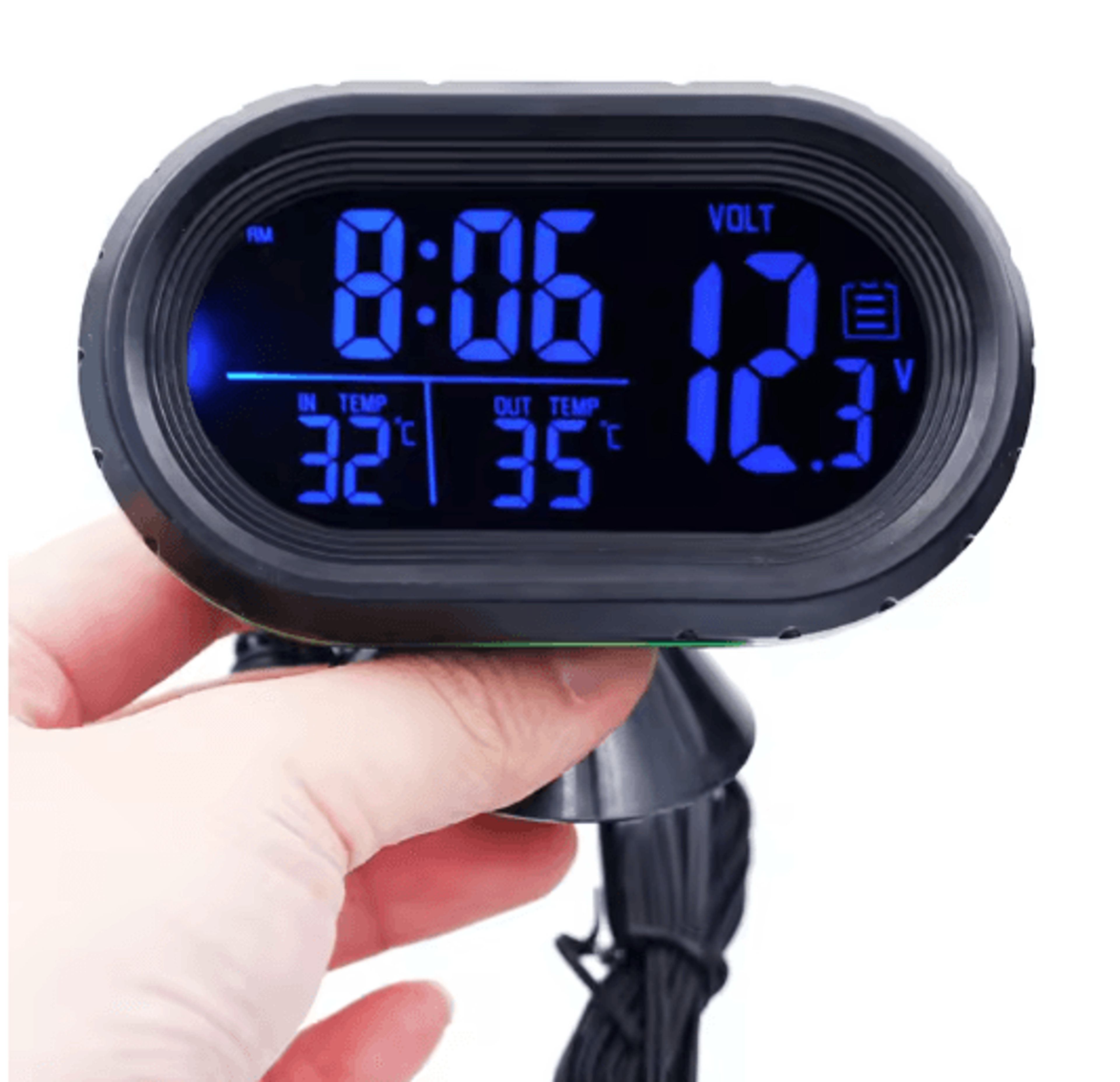 Digital Car Thermometer  12V24V Clock Voltmeter  Temperature Monitor 1