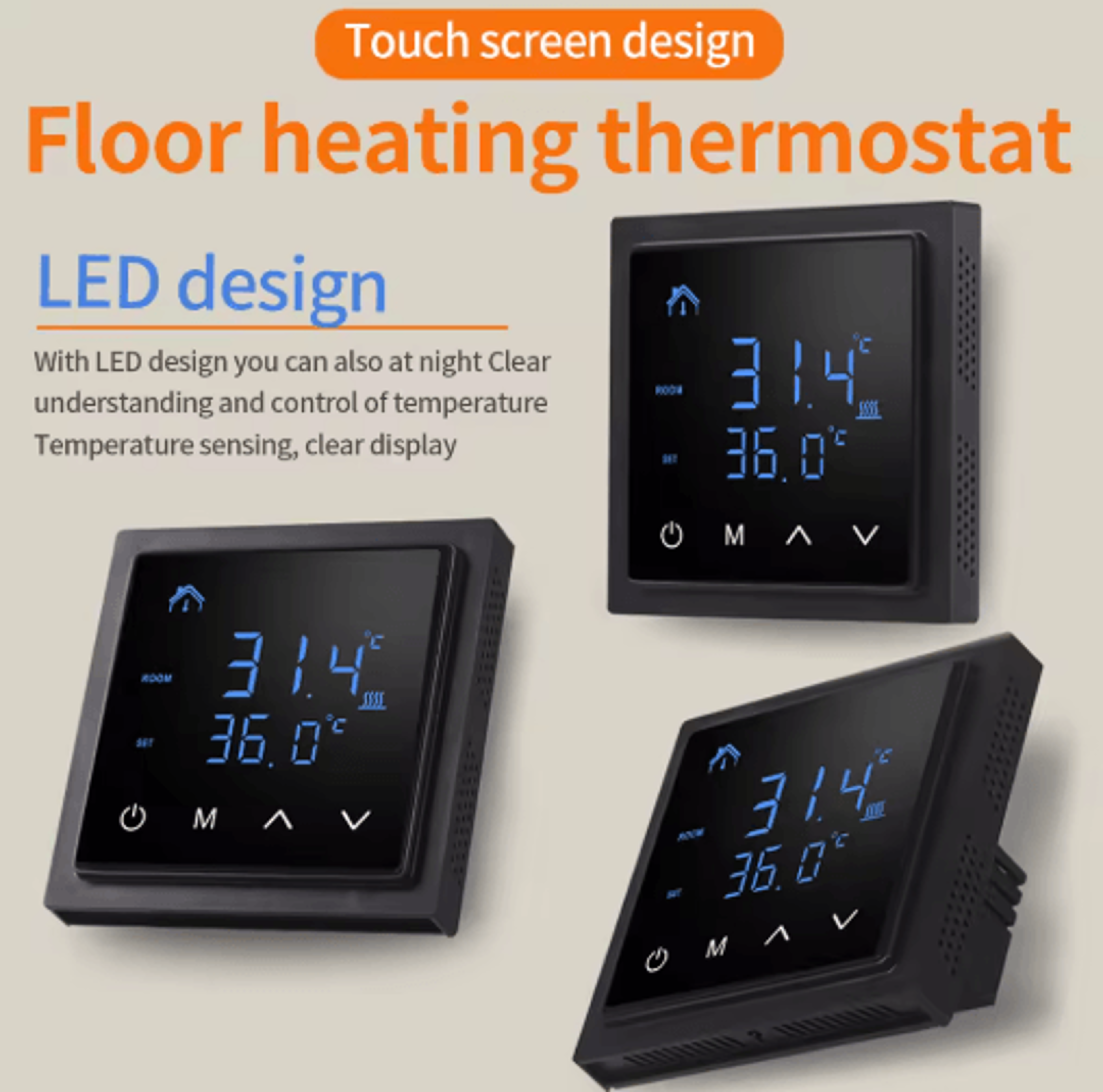16A Smart Floor Heating Thermostat  LED Touch Temperature Controller 6