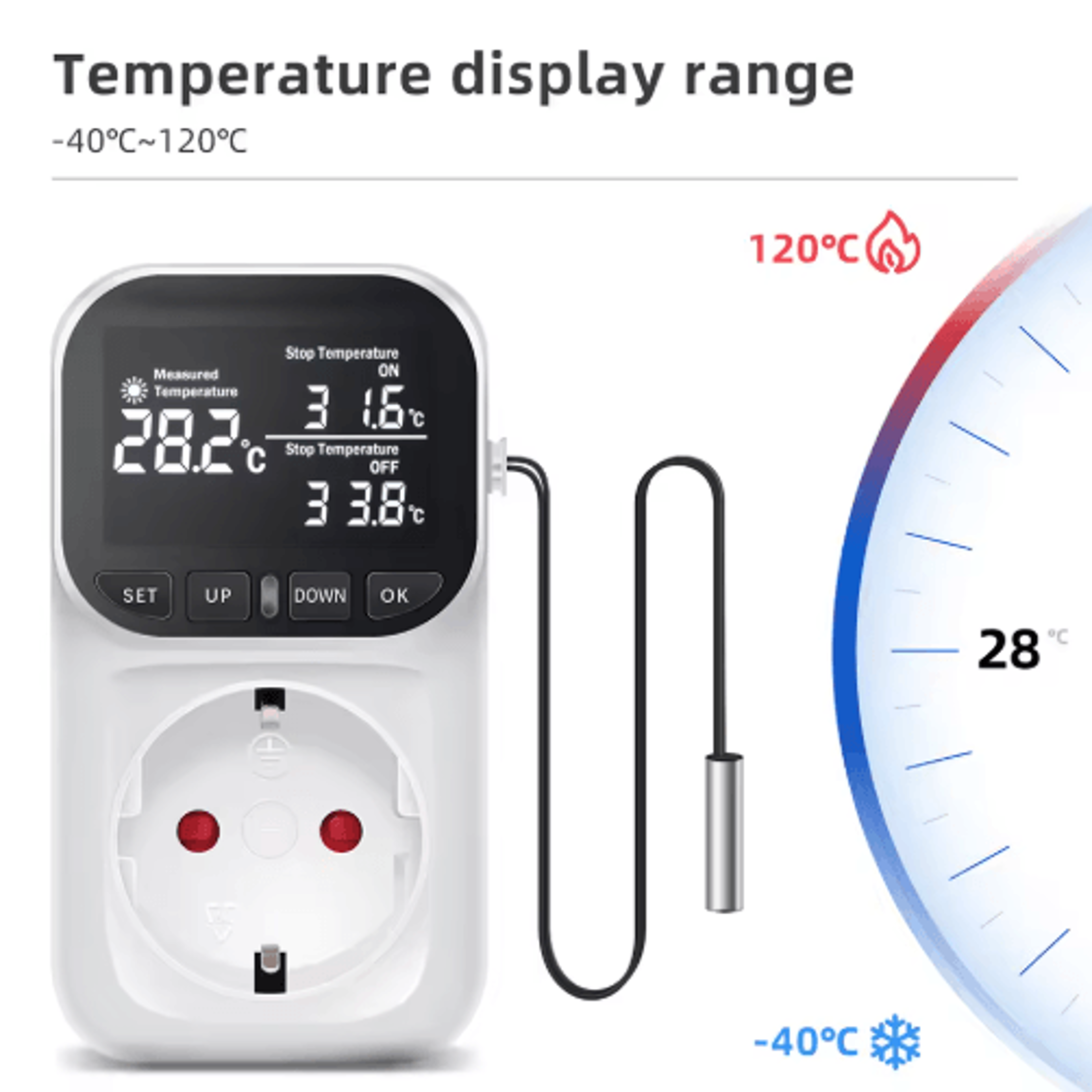 220V Digital Thermostat Socket  Heating  Cooling Temperature Controller With Timer 3