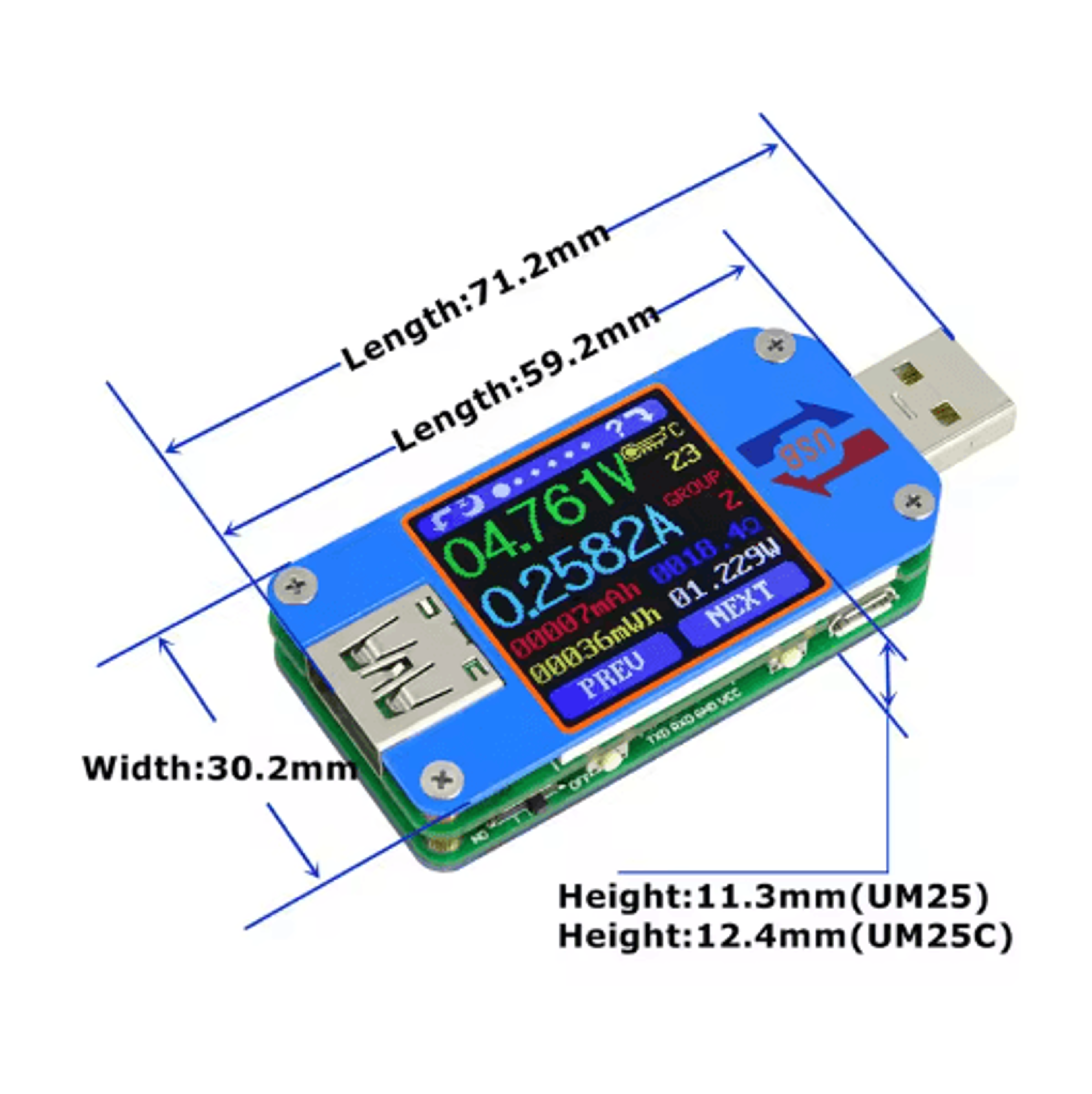 USB TypeC Power Meter  Color LCD Voltmeter  Ammeter Tester 9