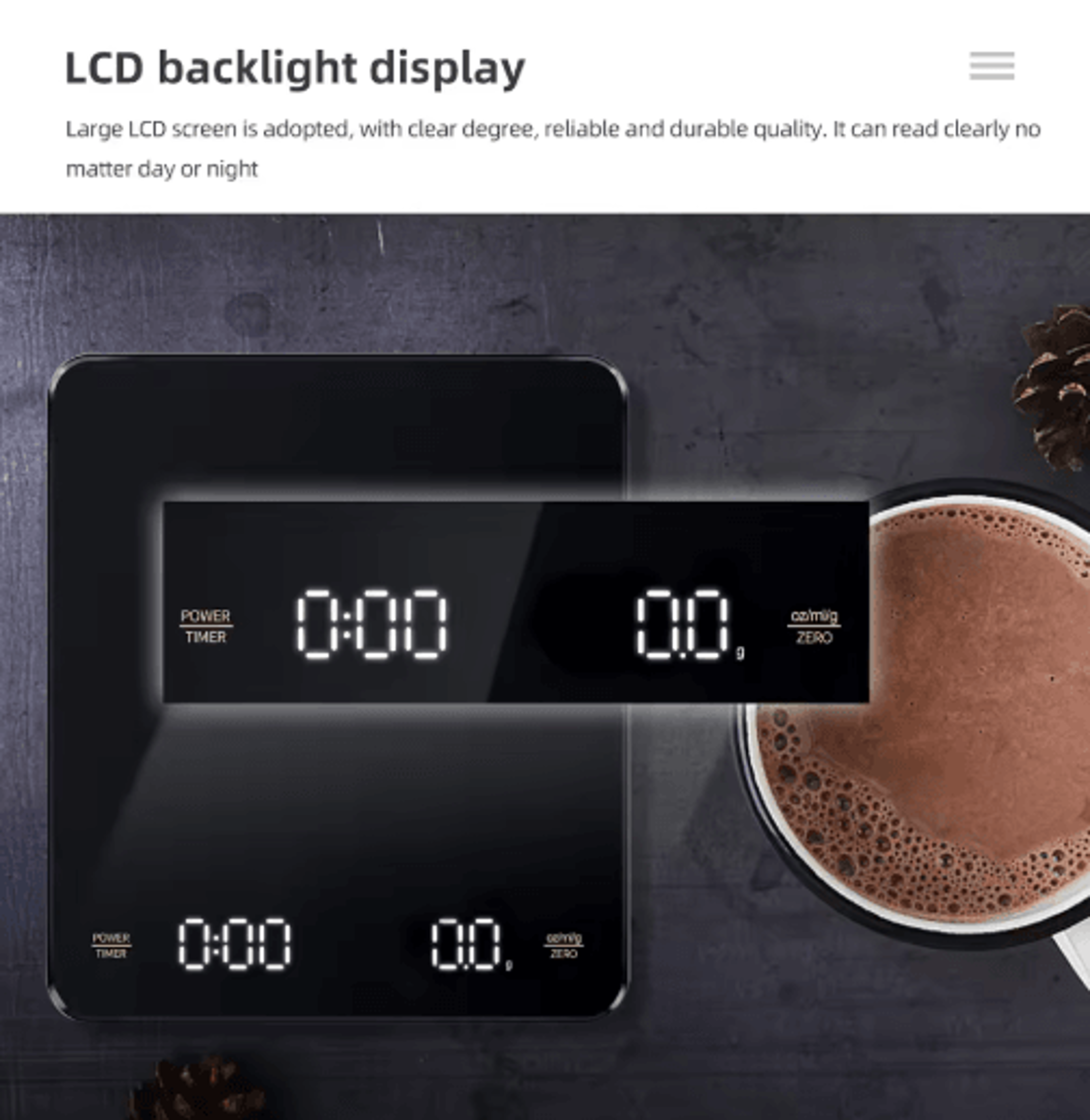 3kg Digital Coffee Scale With Timer  01g Rechargeable Espresso Scale 4