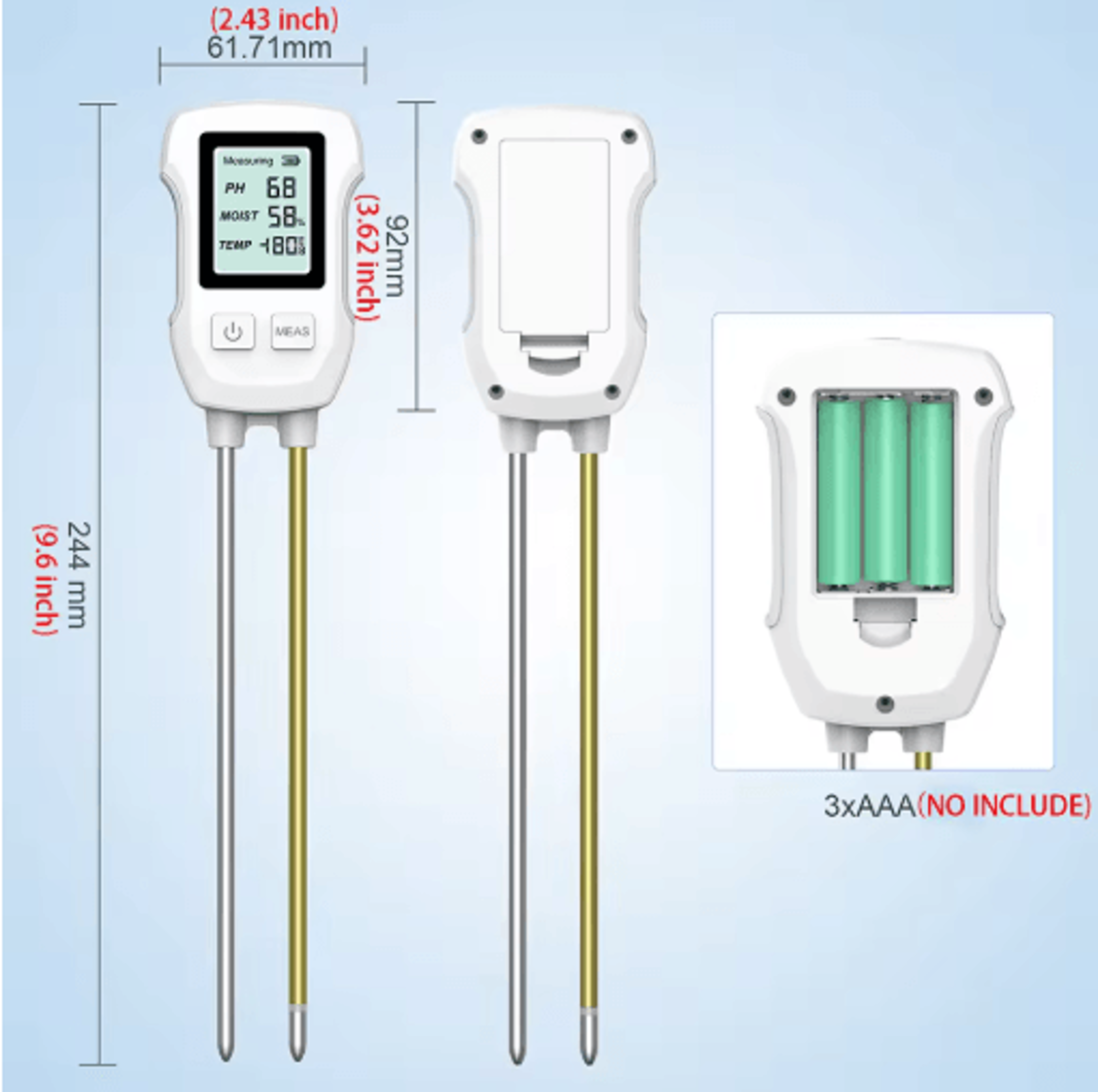 3in1 Digital Soil Meter  PH Moisture  Temperature Tester With Backlight 2