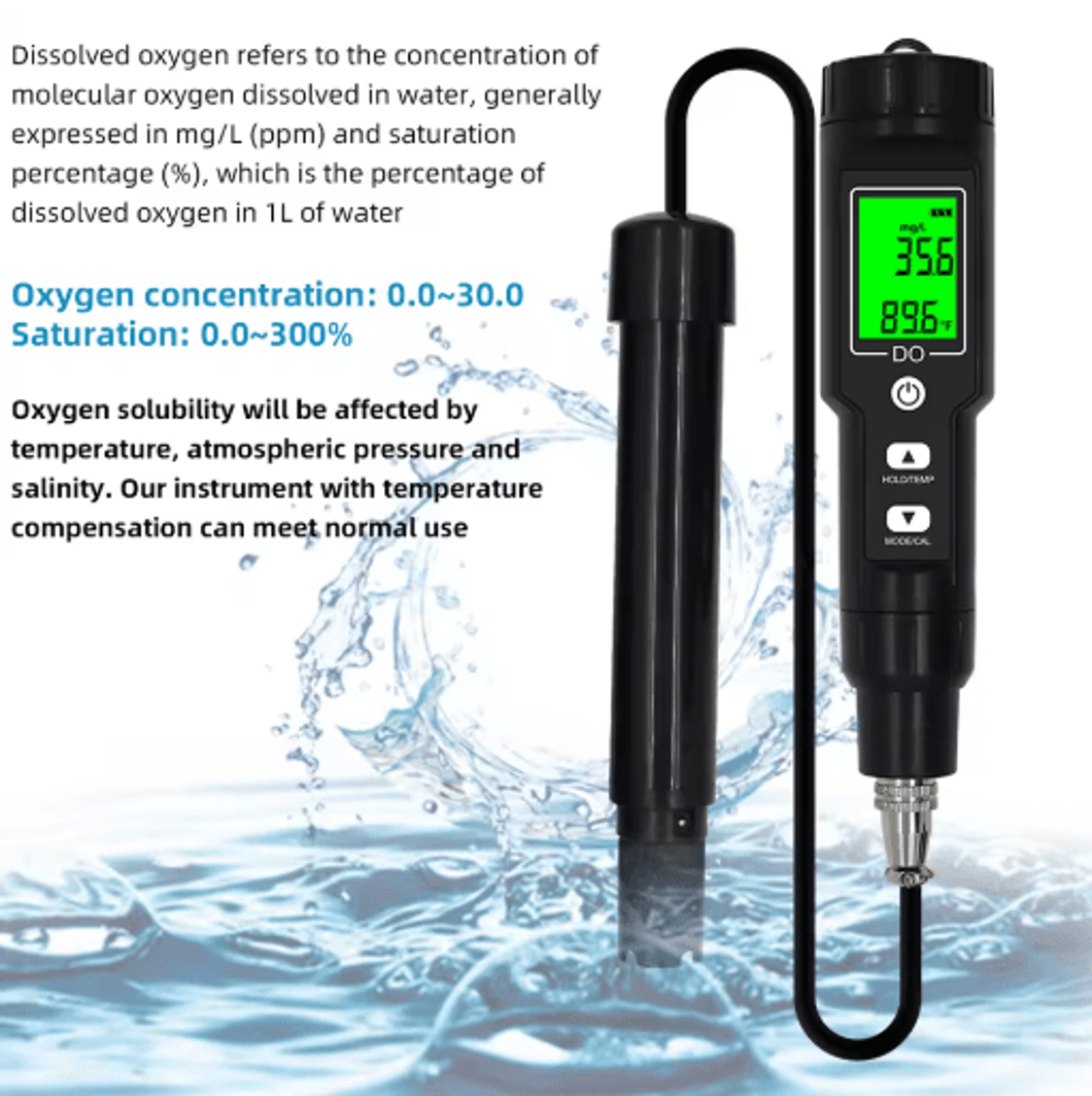 DO9100 Digital Dissolved Oxygen Meter  Water Quality Analyzer For Freshwater  Seawater 3