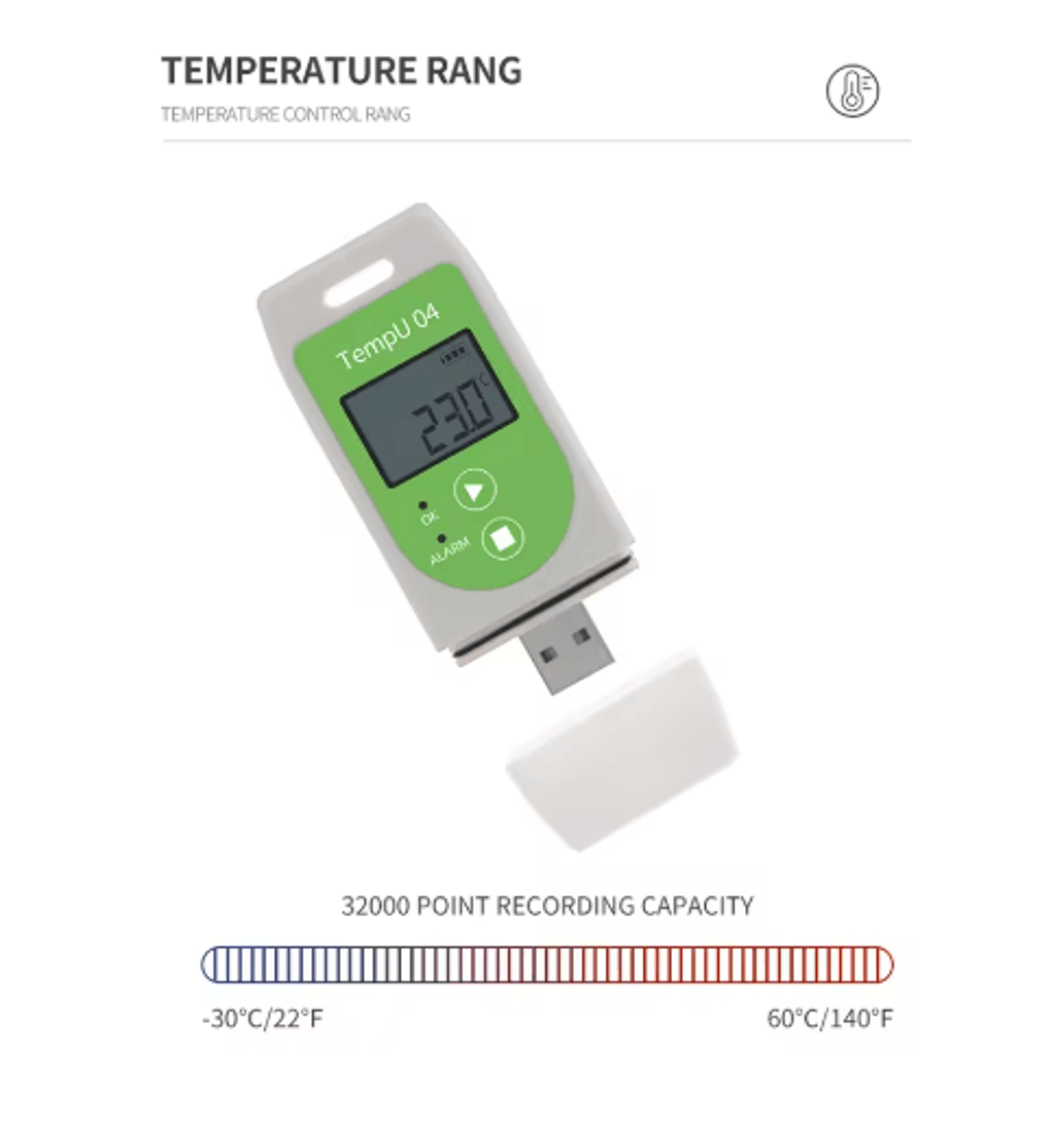 TempU04 USB Temperature Data Logger  Reusable Recorder With PDF Report 3