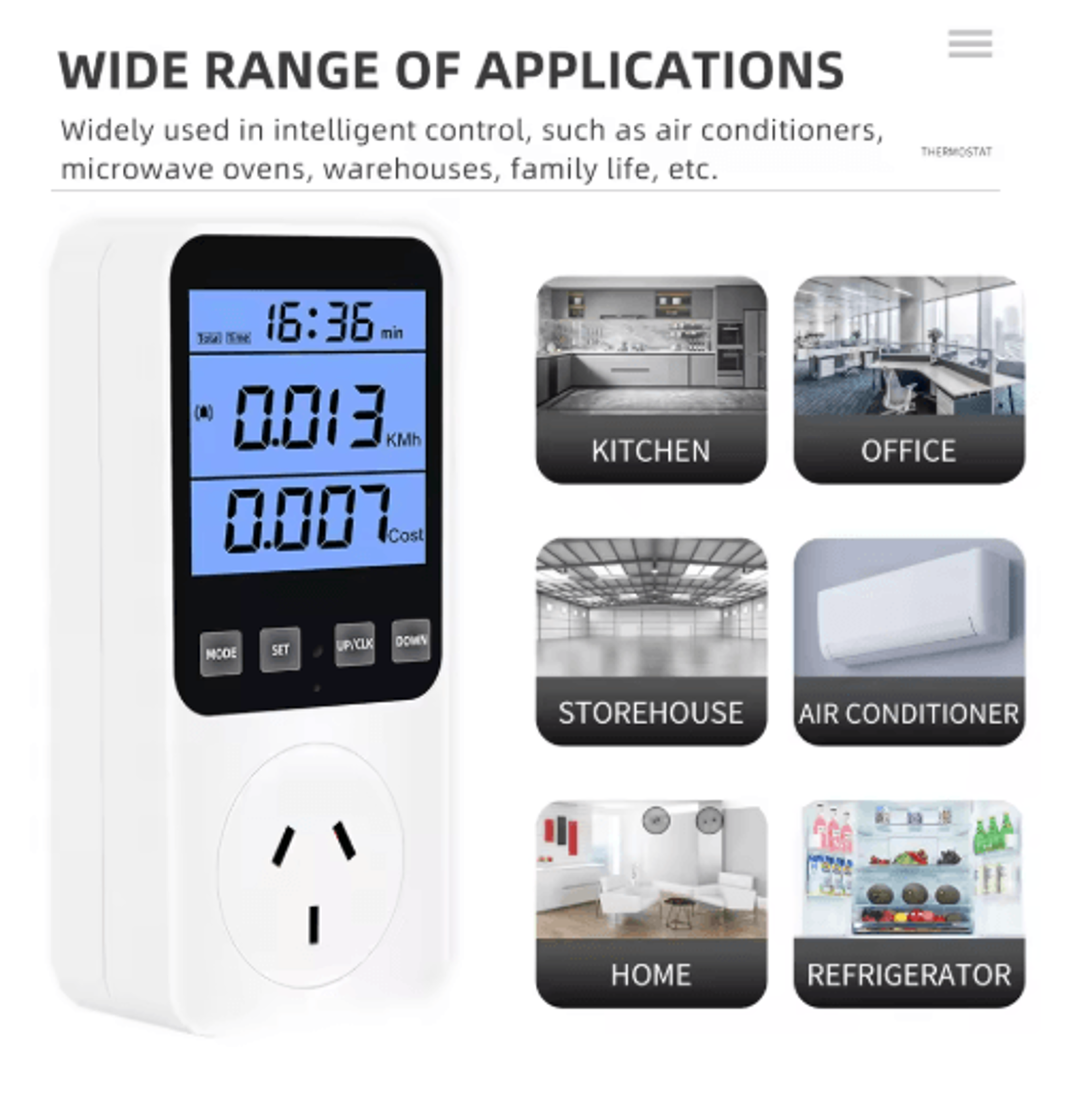 230V Digital Power Energy Meter  LCD Wattmeter  Electricity Cost Monitor 7
