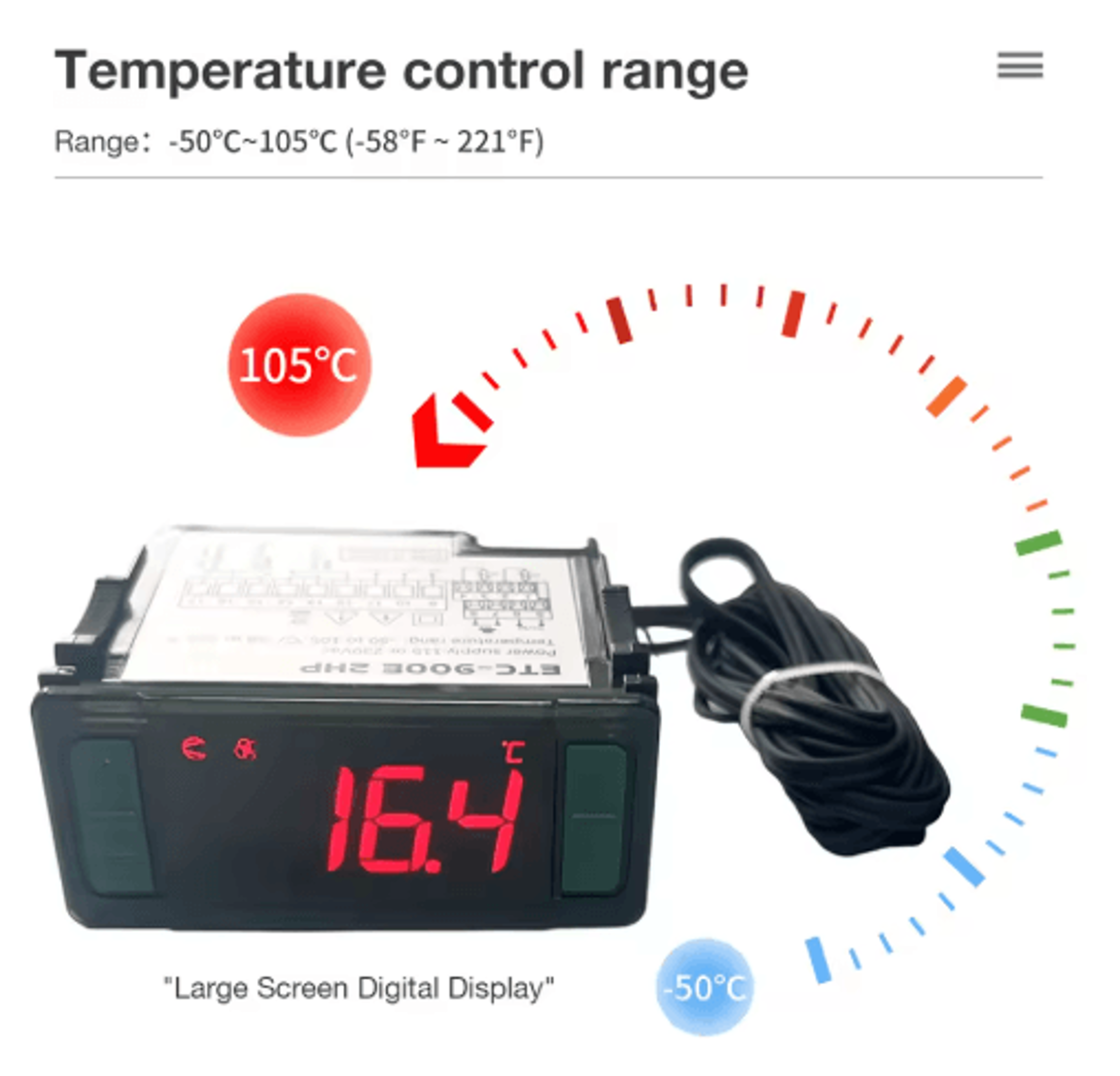 ETC512EETC900 Digital Temperature Controller  Heating Cooling  Defrost Thermostat 6