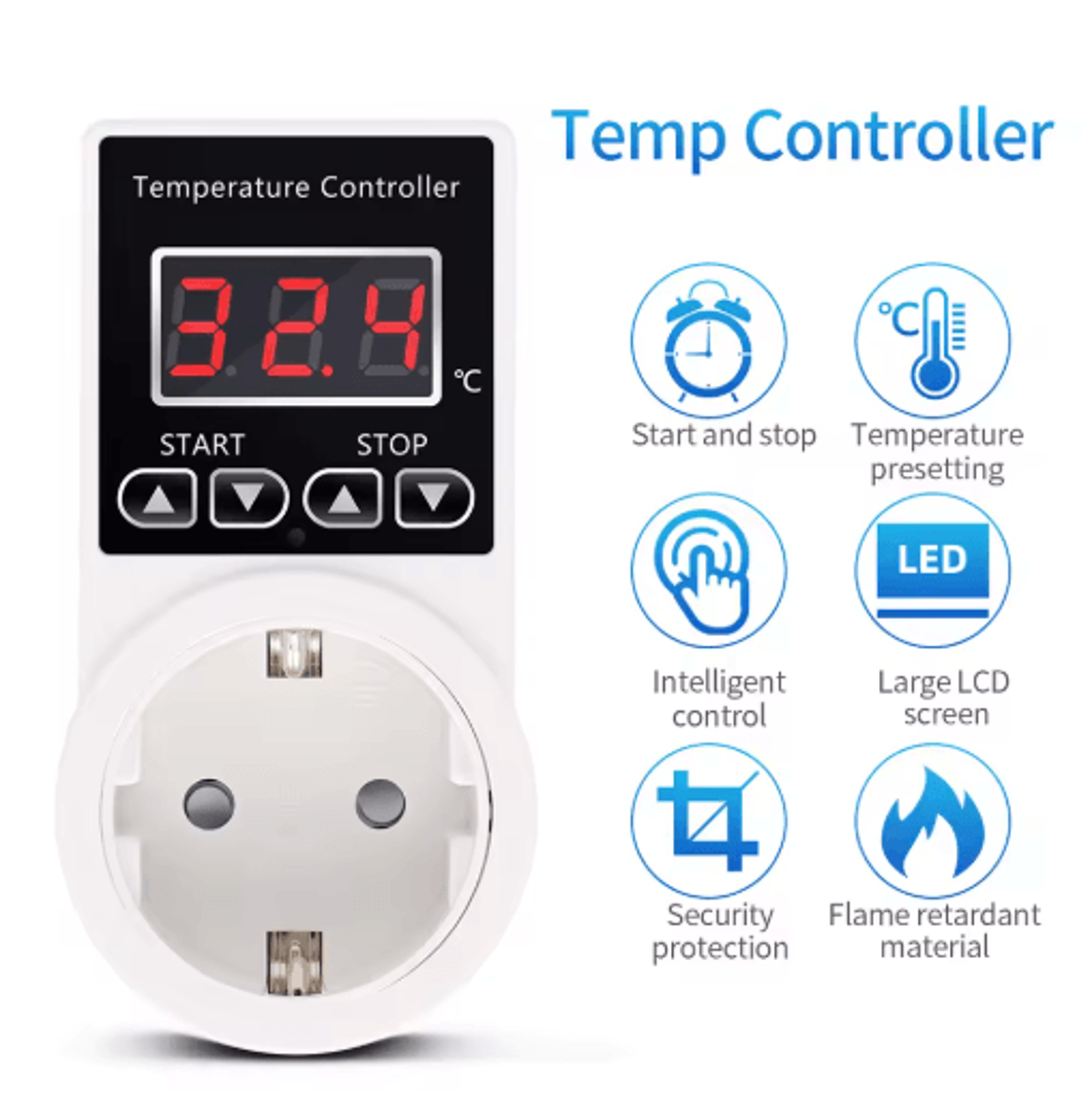 Digital Temperature Controller  Heating  Cooling Thermostat Timer Socket 0
