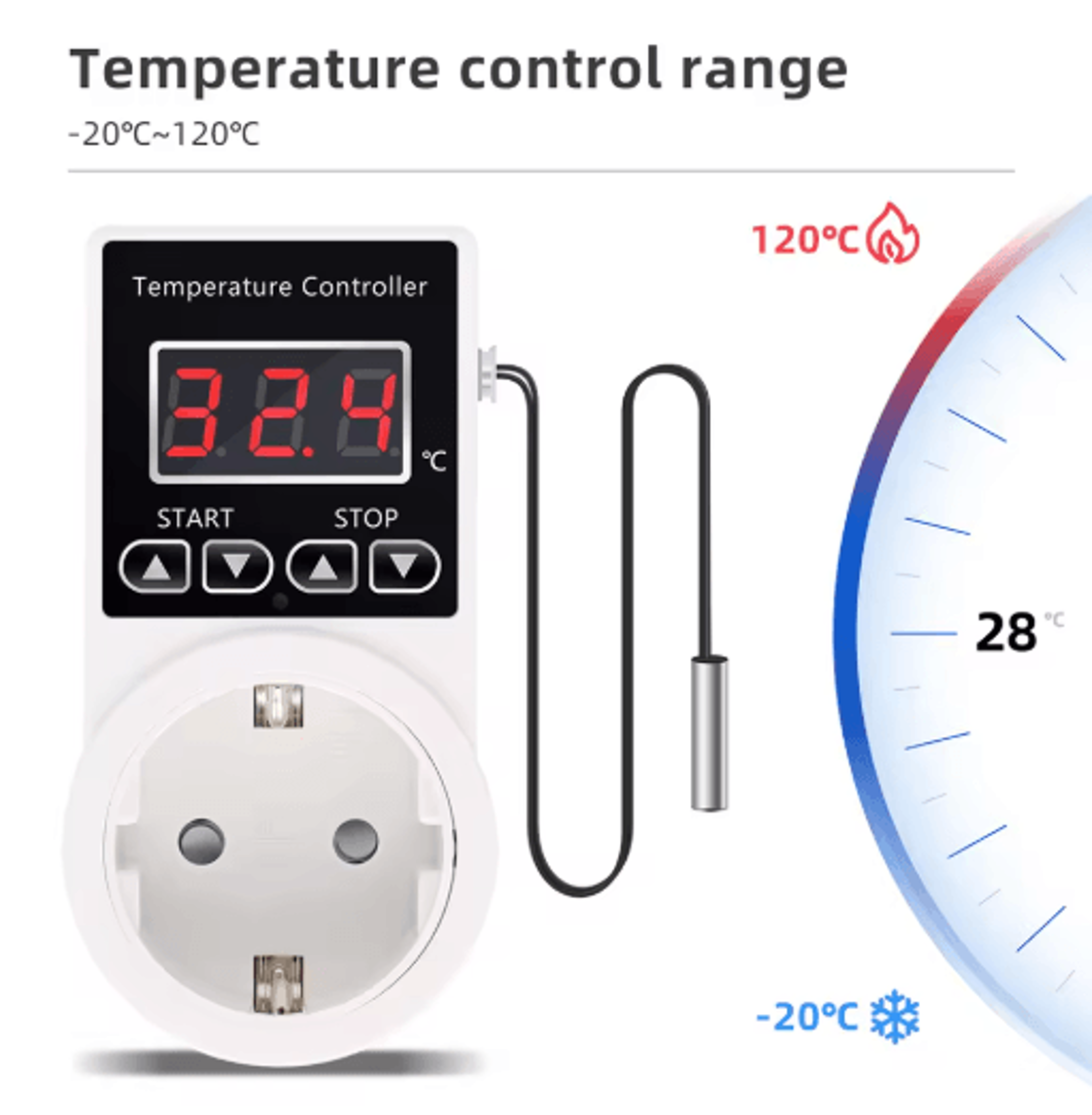 Digital Temperature Controller  Heating  Cooling Thermostat Timer Socket 2