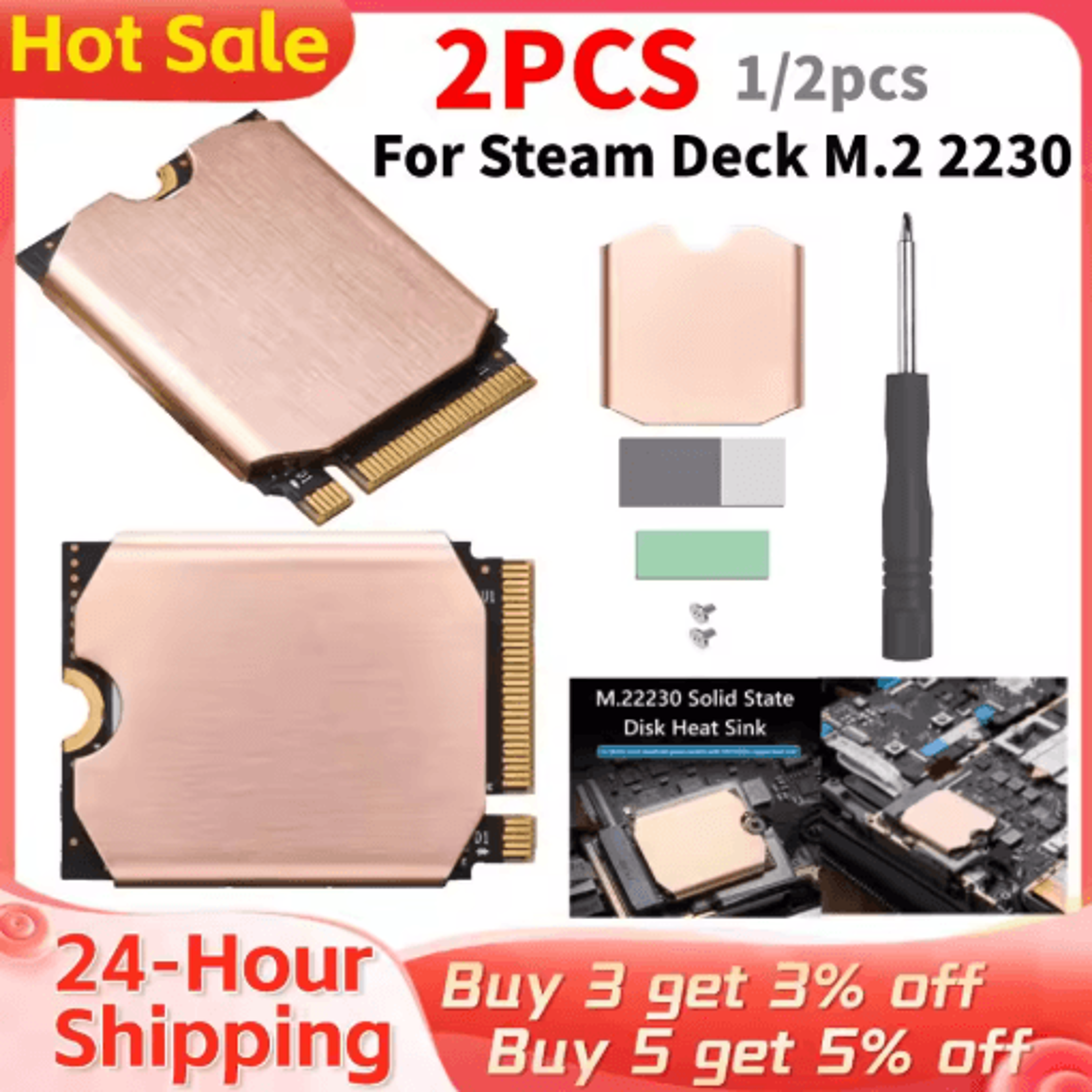 FinalCool TN30 Steam Deck Heatsink  Copper Cooling Pad For M2 2230 SSD 0